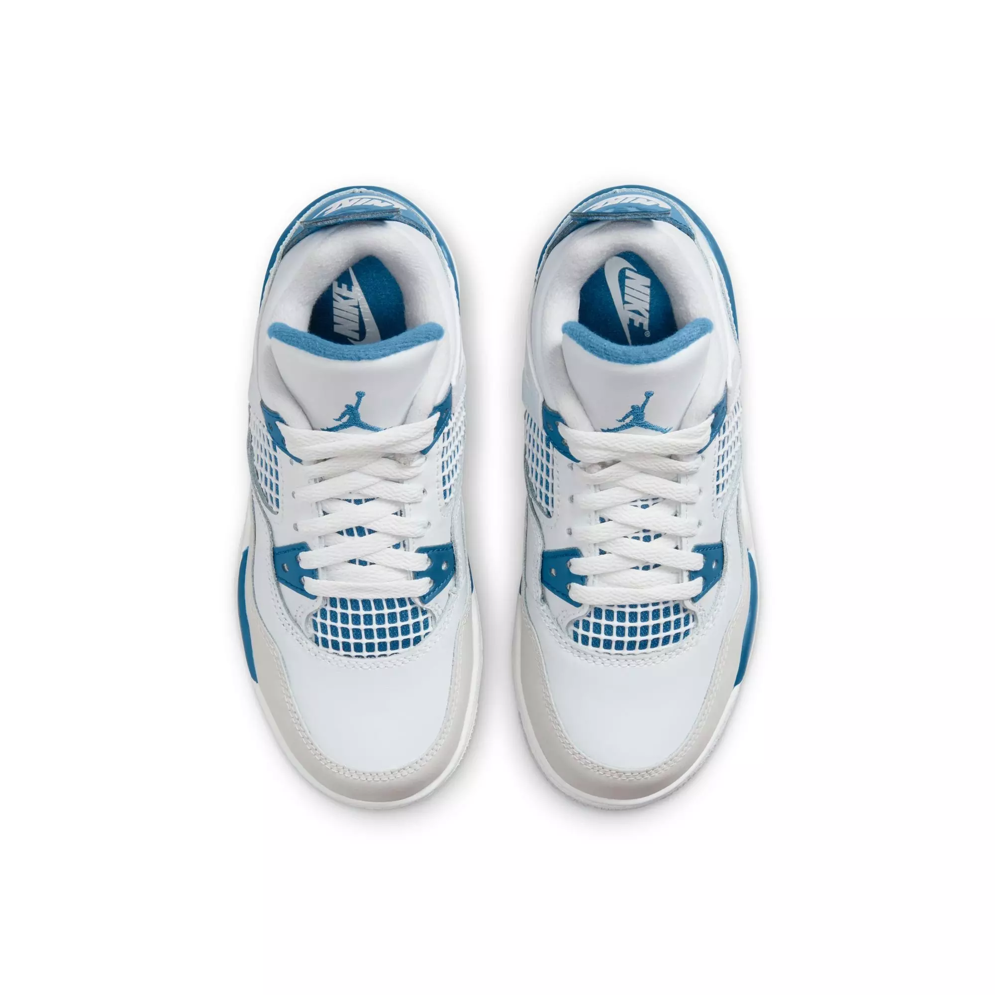 Jordan 4 Retro "Industrial Blue" Preschool Kids' Shoe - OFF WHITE/MILITARY BLUE/NEUTRAL GREY