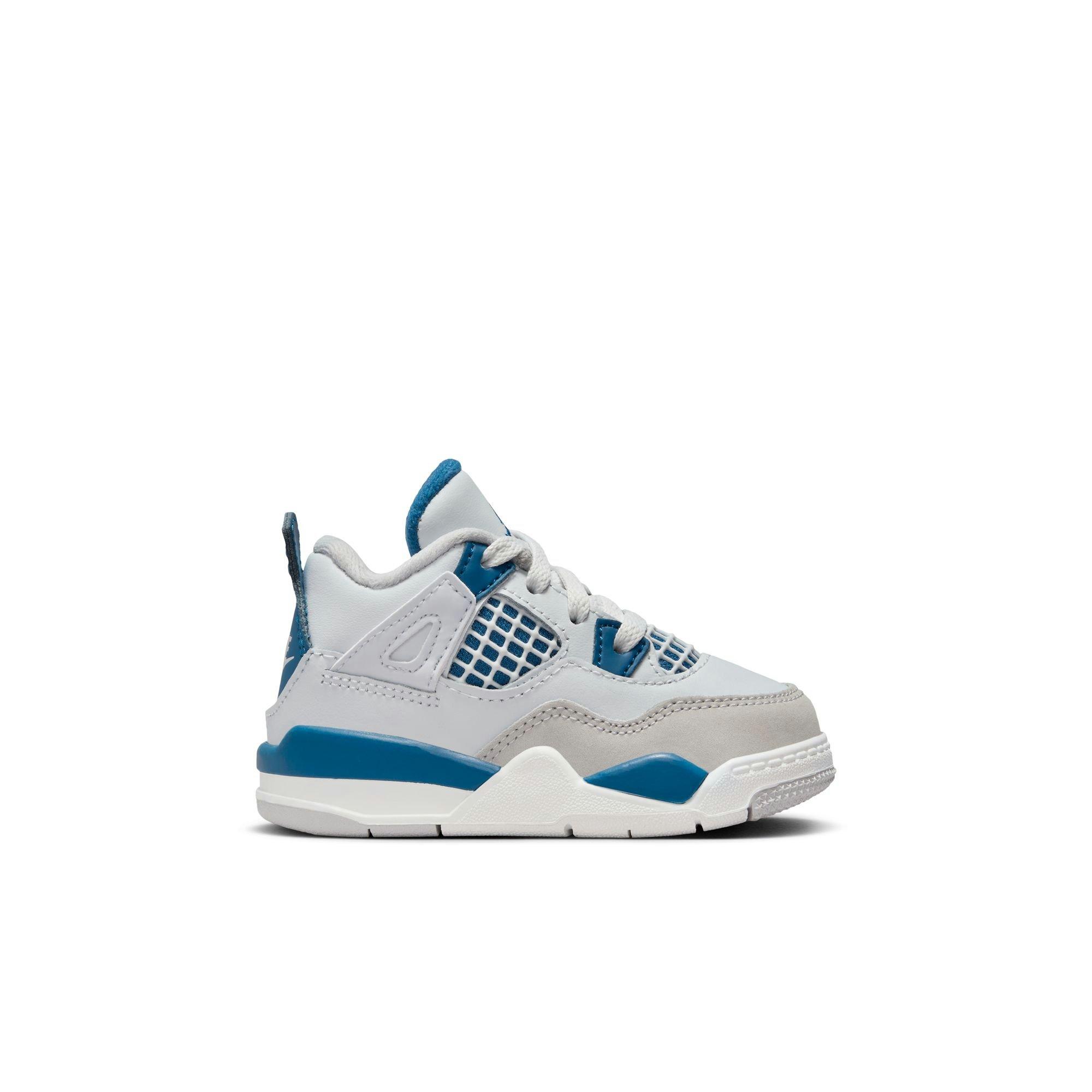 Jordan 4 Retro "Industrial Blue" Toddler Kids' Shoe - OFF WHITE/MILITARY BLUE/NEUTRAL GREY