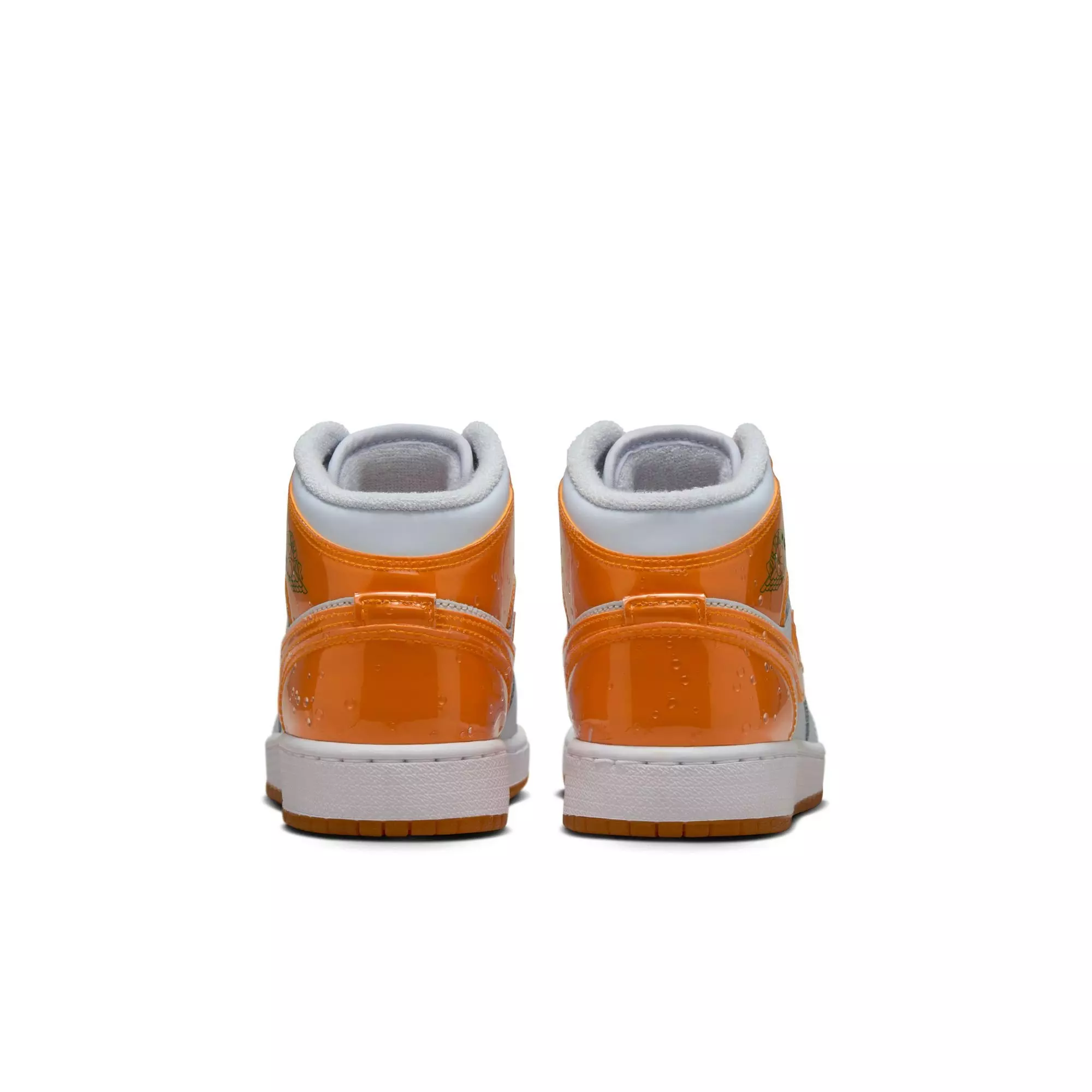 Jordan 1 Mid SE "Football Grey/Orange Peel/Pine Green" Grade School Boys' Shoe - GREY/ORANGE