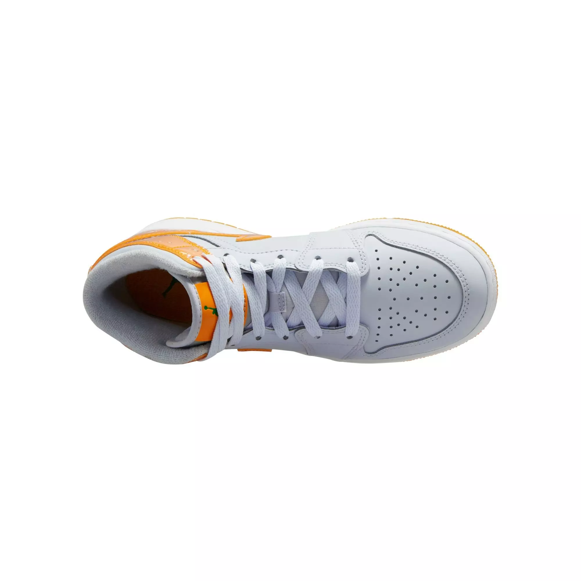 Jordan 1 Mid SE "Football Grey/Orange Peel/Pine Green" Grade School Boys' Shoe - GREY/ORANGE