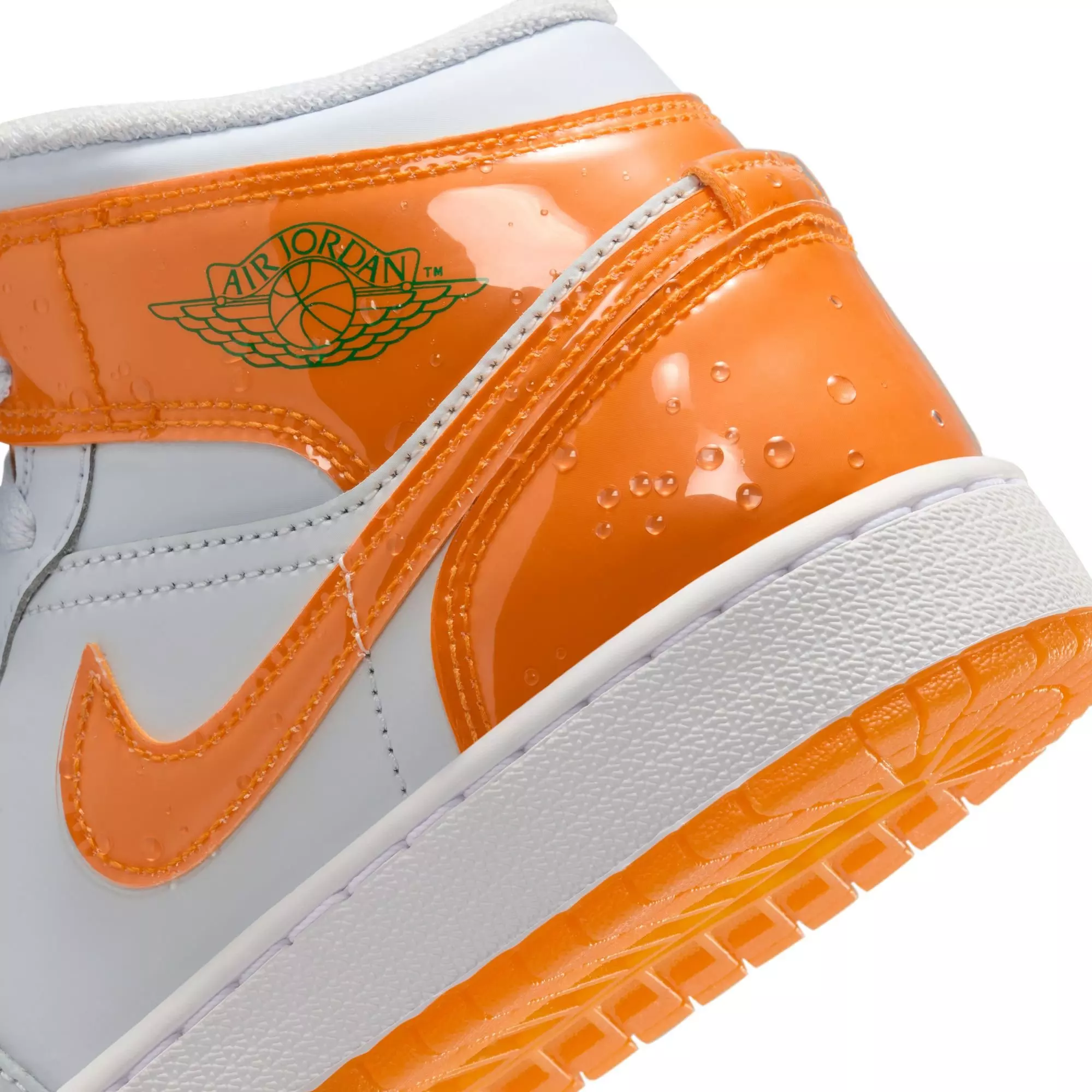 Jordan 1 Mid SE "Football Grey/Orange Peel/Pine Green" Grade School Boys' Shoe - GREY/ORANGE