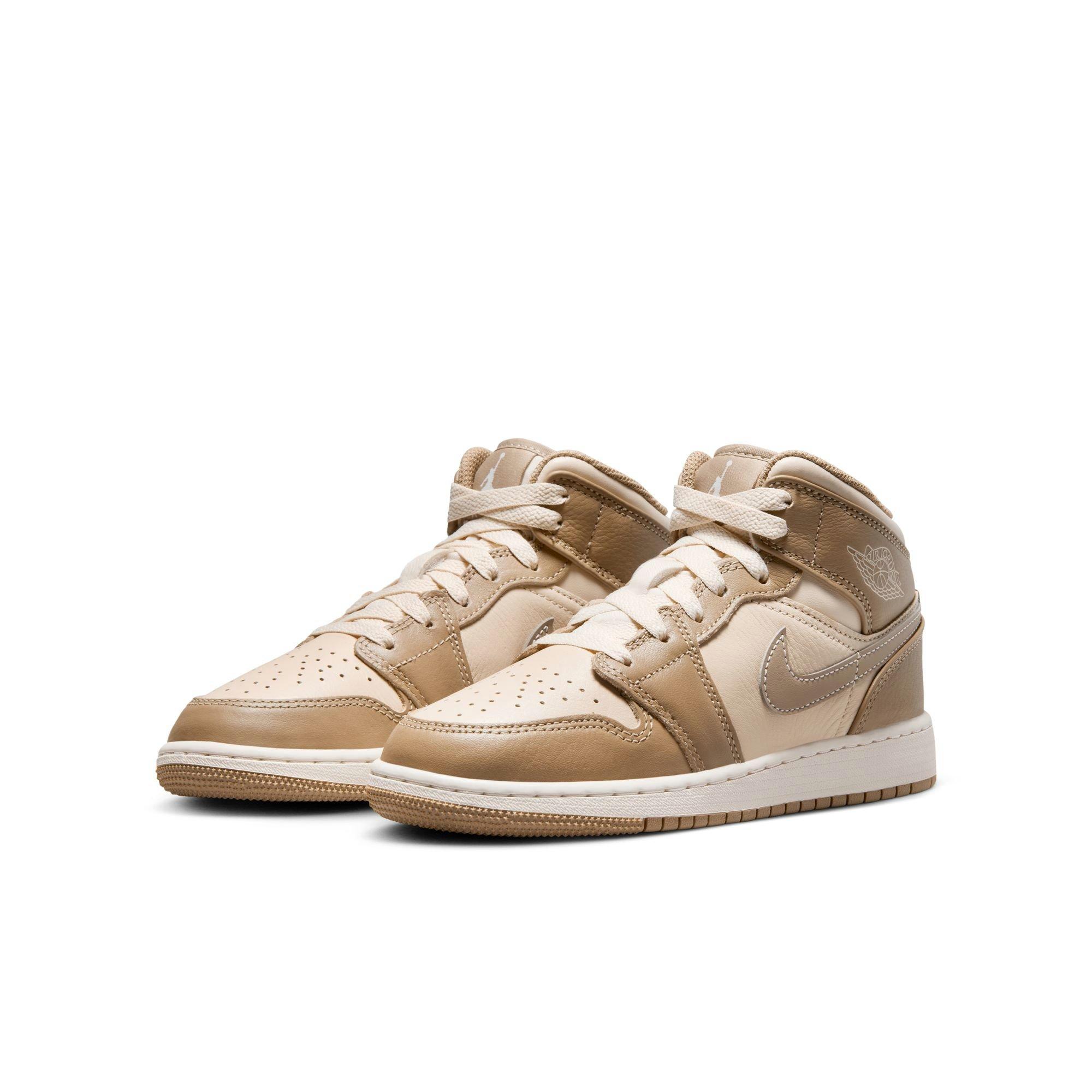 Jordan 1 Mid Grade School Boys' "Legend Lt Brown/Khaki/Phantom" Shoe