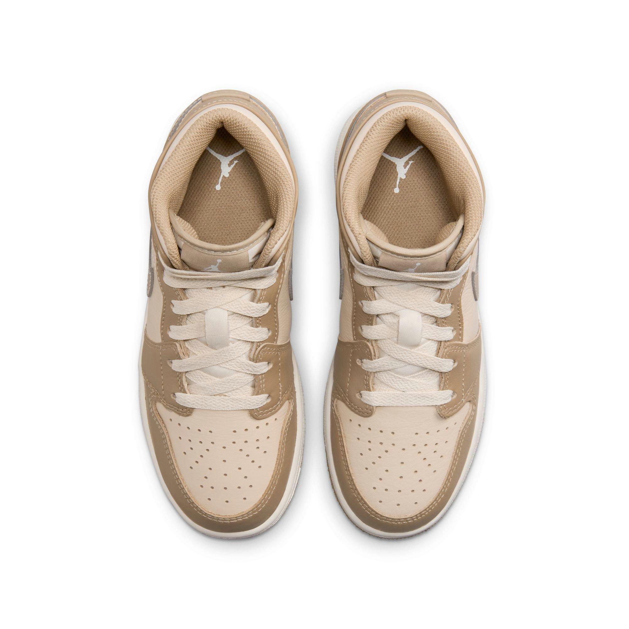 Jordan 1 Mid Grade School Boys' "Legend Lt Brown/Khaki/Phantom" Shoe
