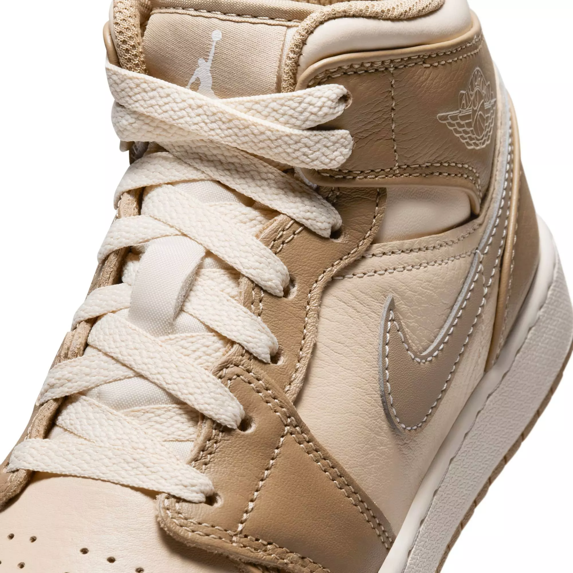 Jordan 1 Mid "Legend Lt Brown/Khaki/Phantom" Grade School Boys' Shoe - TAN