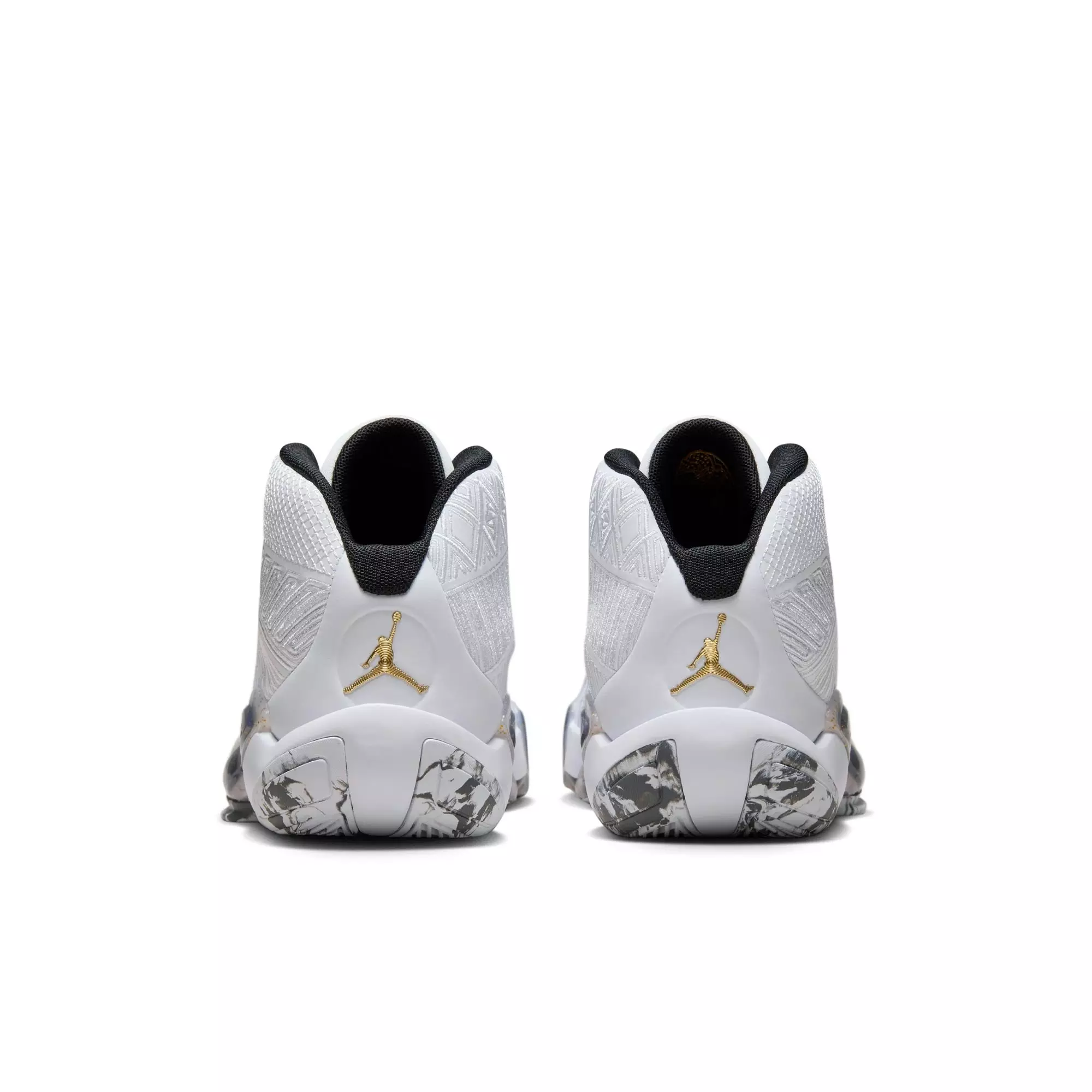 Jordan XXXVIII Low "Marble" Grade School Kids' Basketball Shoe - WHITE/METALLIC GOLD/BLACK