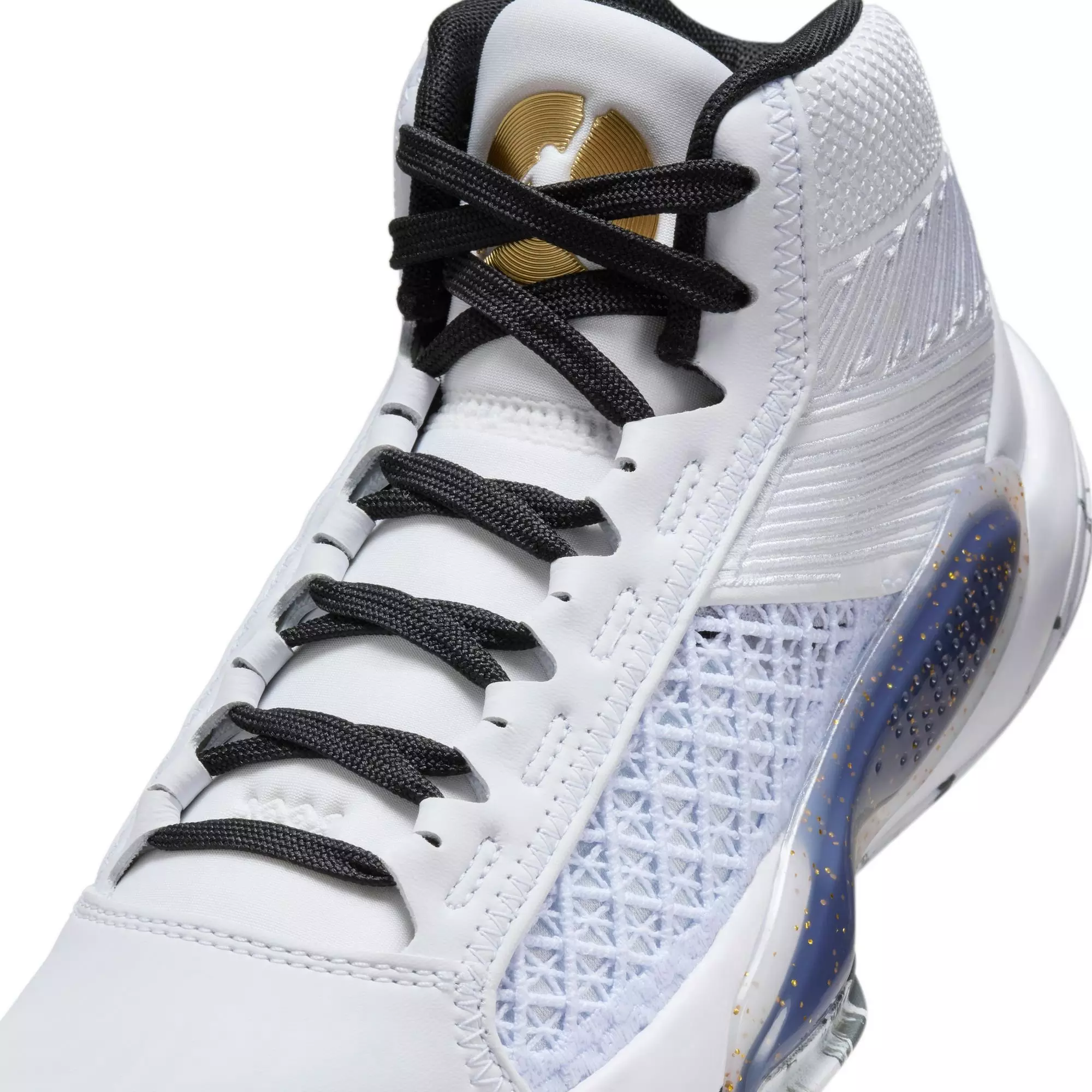 Jordan XXXVIII Low "Marble" Grade School Kids' Basketball Shoe - WHITE/METALLIC GOLD/BLACK