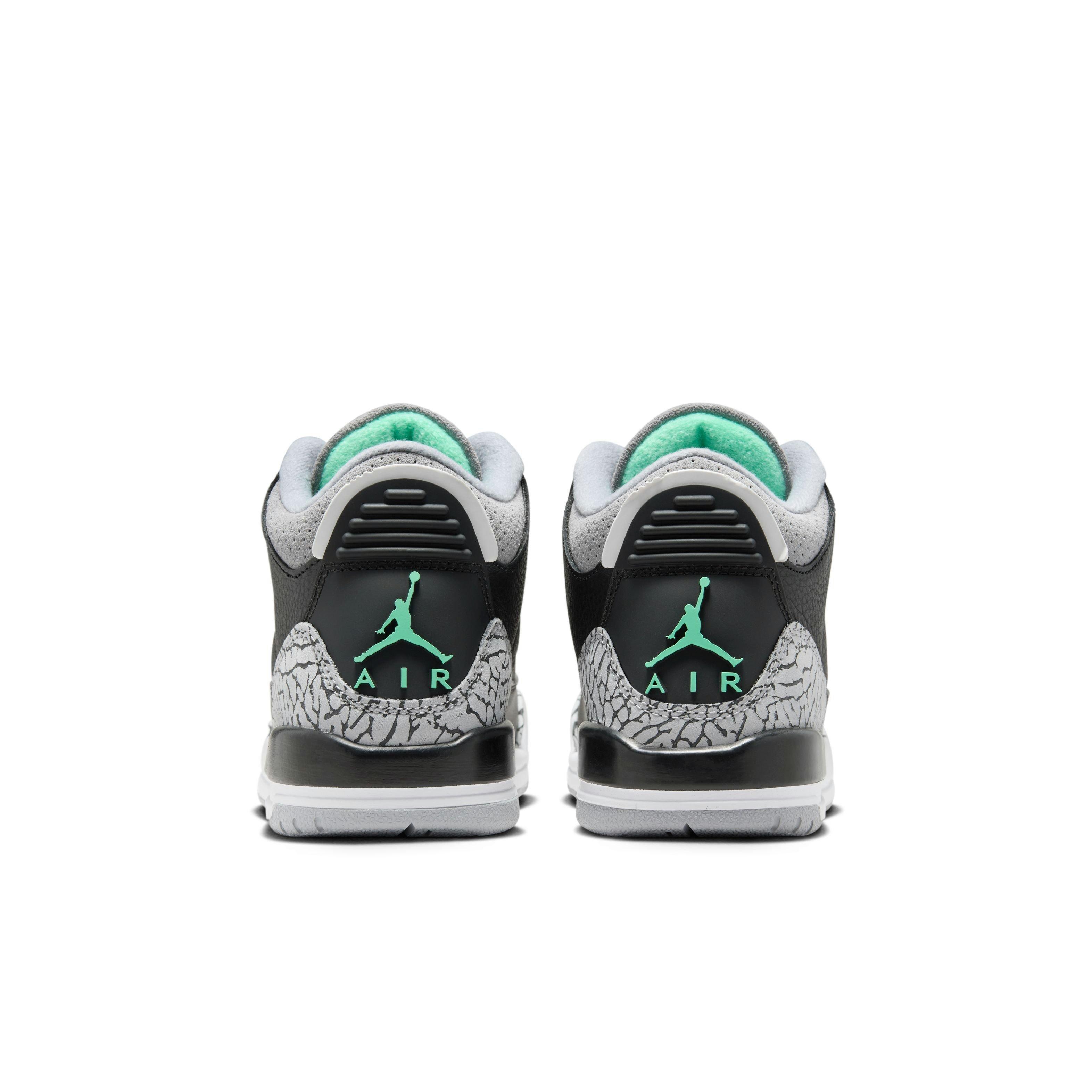 Jordan 3 Retro "Green Glow" Grade School Kids' Shoe - BLACK/GREEN GLOW/WHITE Thumbnail View 8