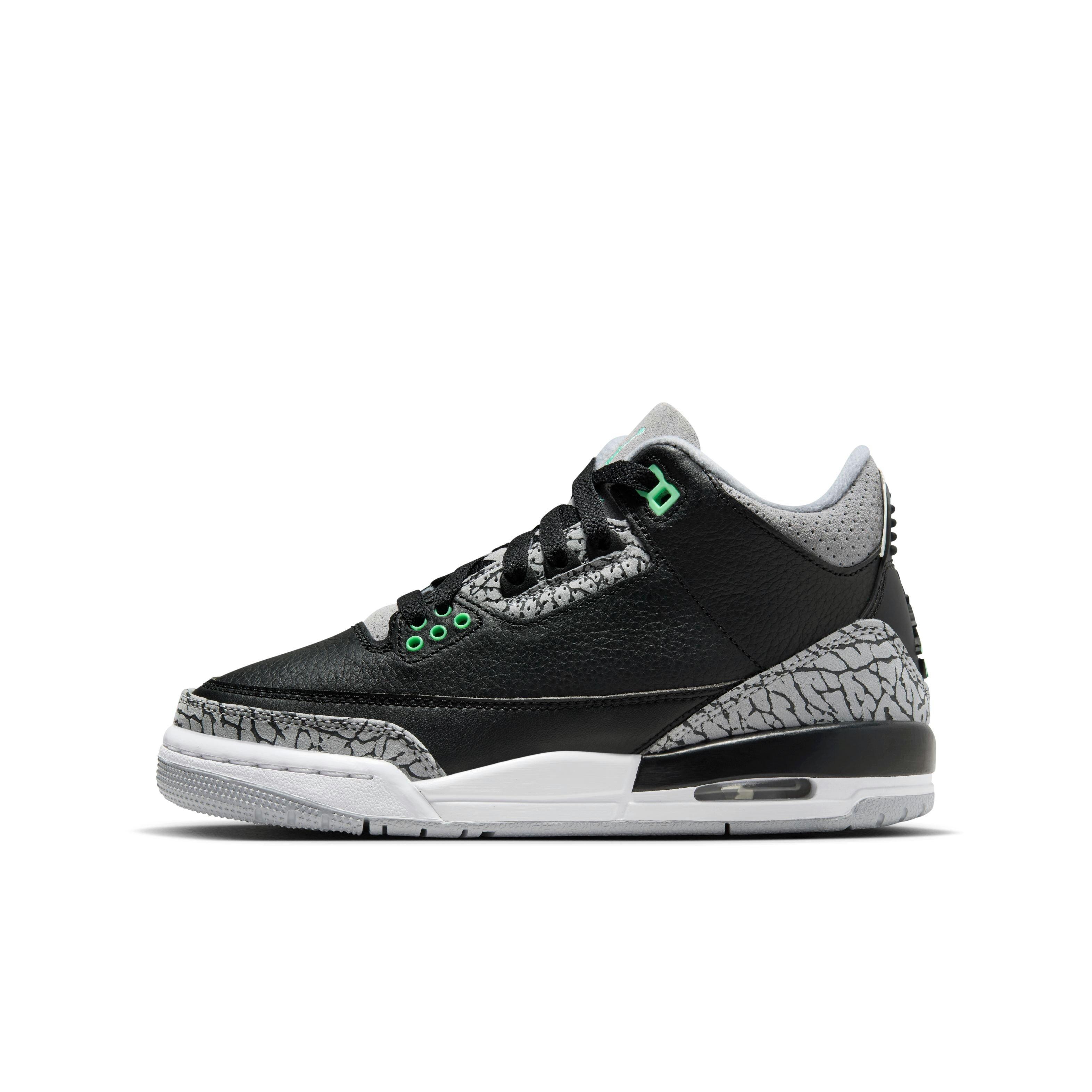 Jordan 3 Retro "Green Glow" Grade School Kids' Shoe - BLACK/GREEN GLOW/WHITE Thumbnail View 6