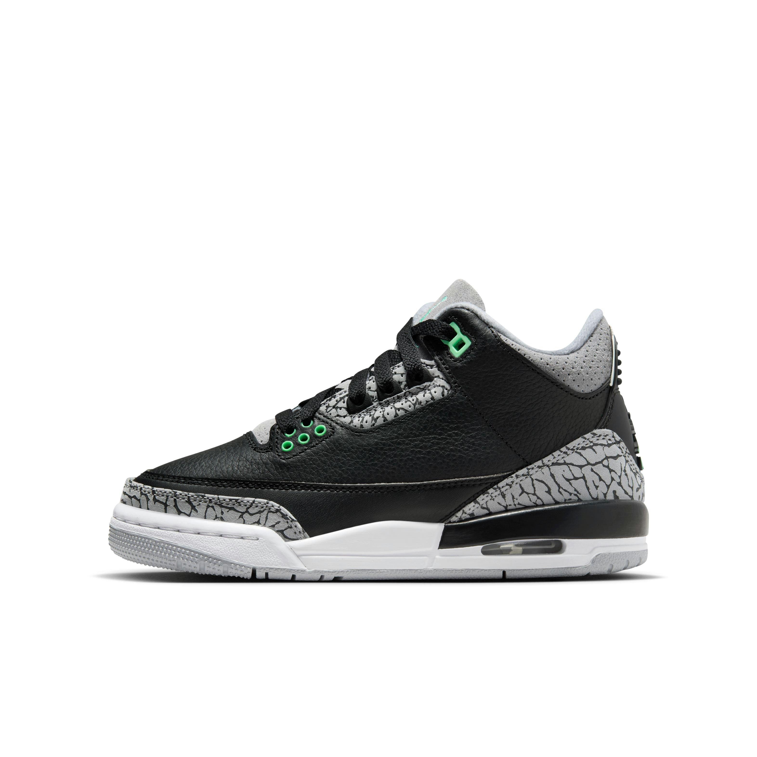 Jordan 3 Retro Grade School Kids' "Green Glow" Shoe