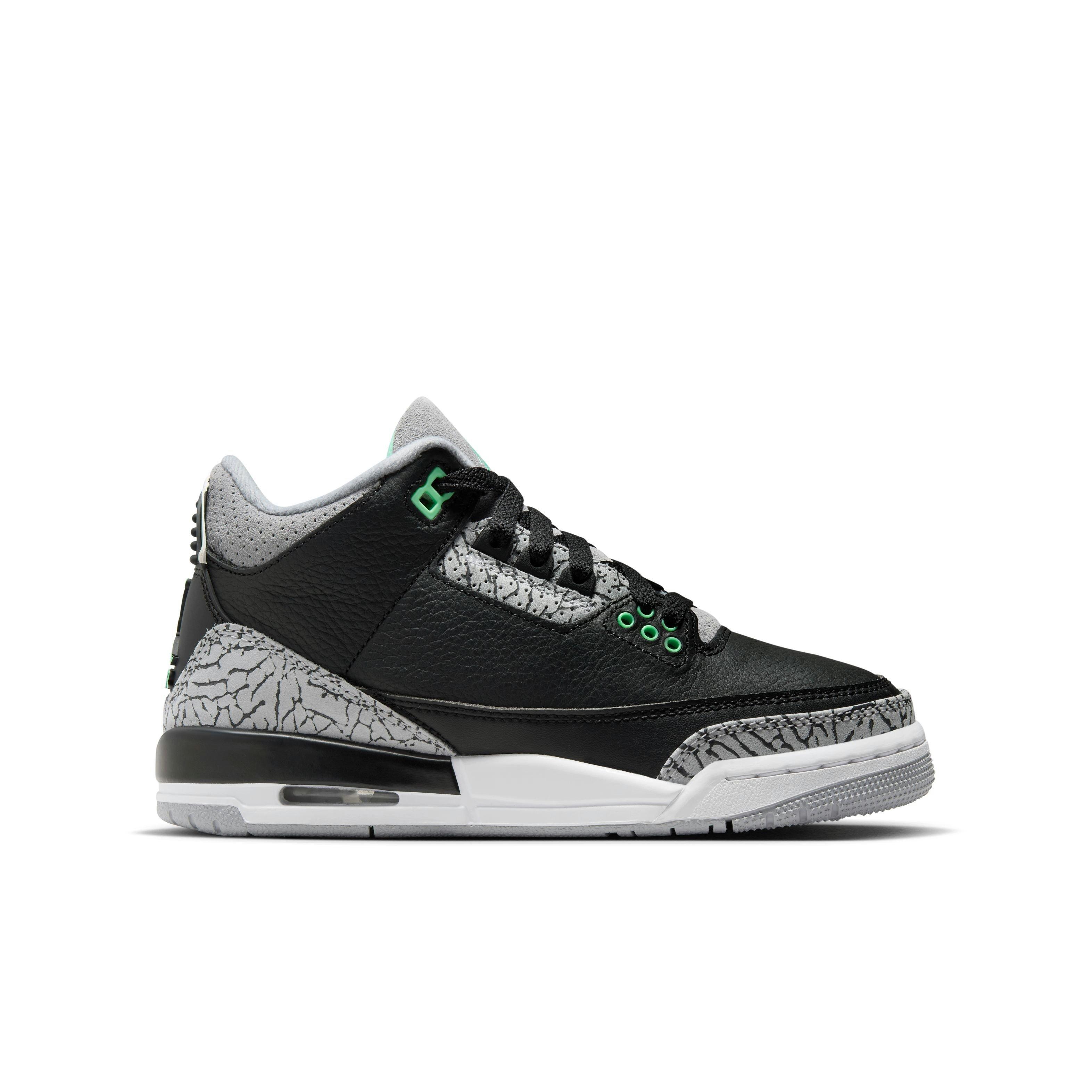 Jordan 3 Retro "Green Glow" Grade School Kids' Shoe - BLACK/GREEN GLOW/WHITE Thumbnail View 1