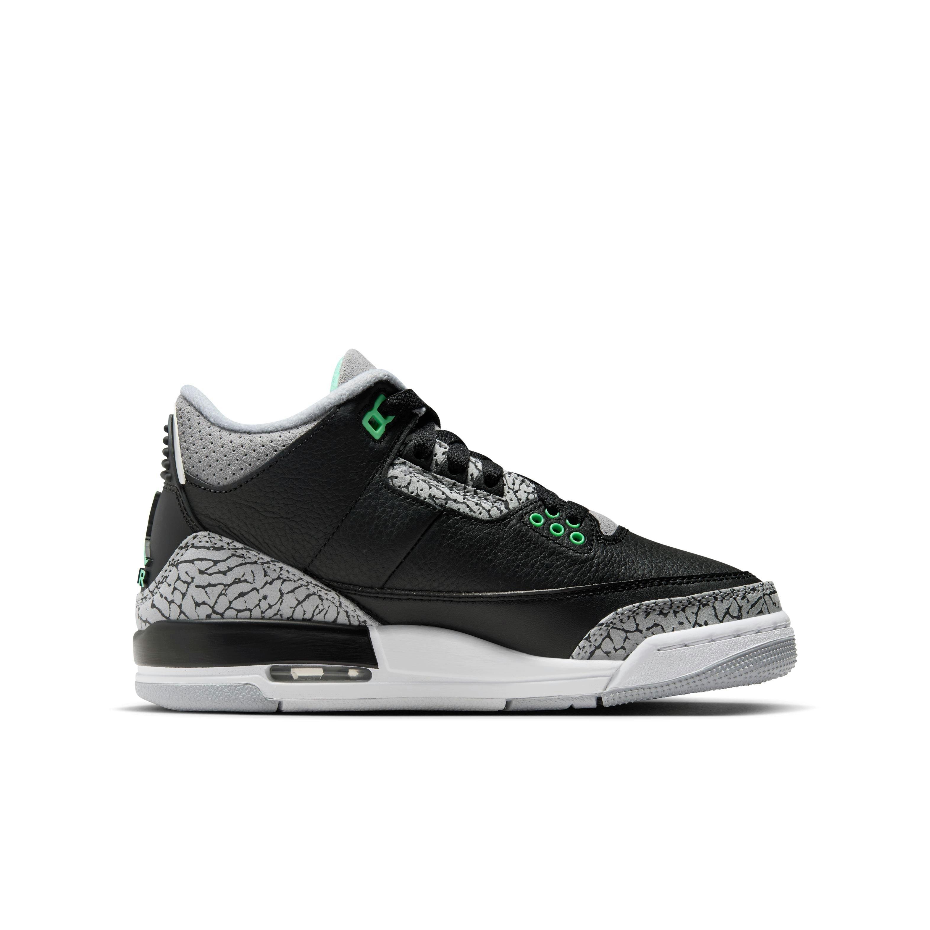 Jordan 3 Retro "Green Glow" Grade School Kids' Shoe - BLACK/GREEN GLOW/WHITE Thumbnail View 2