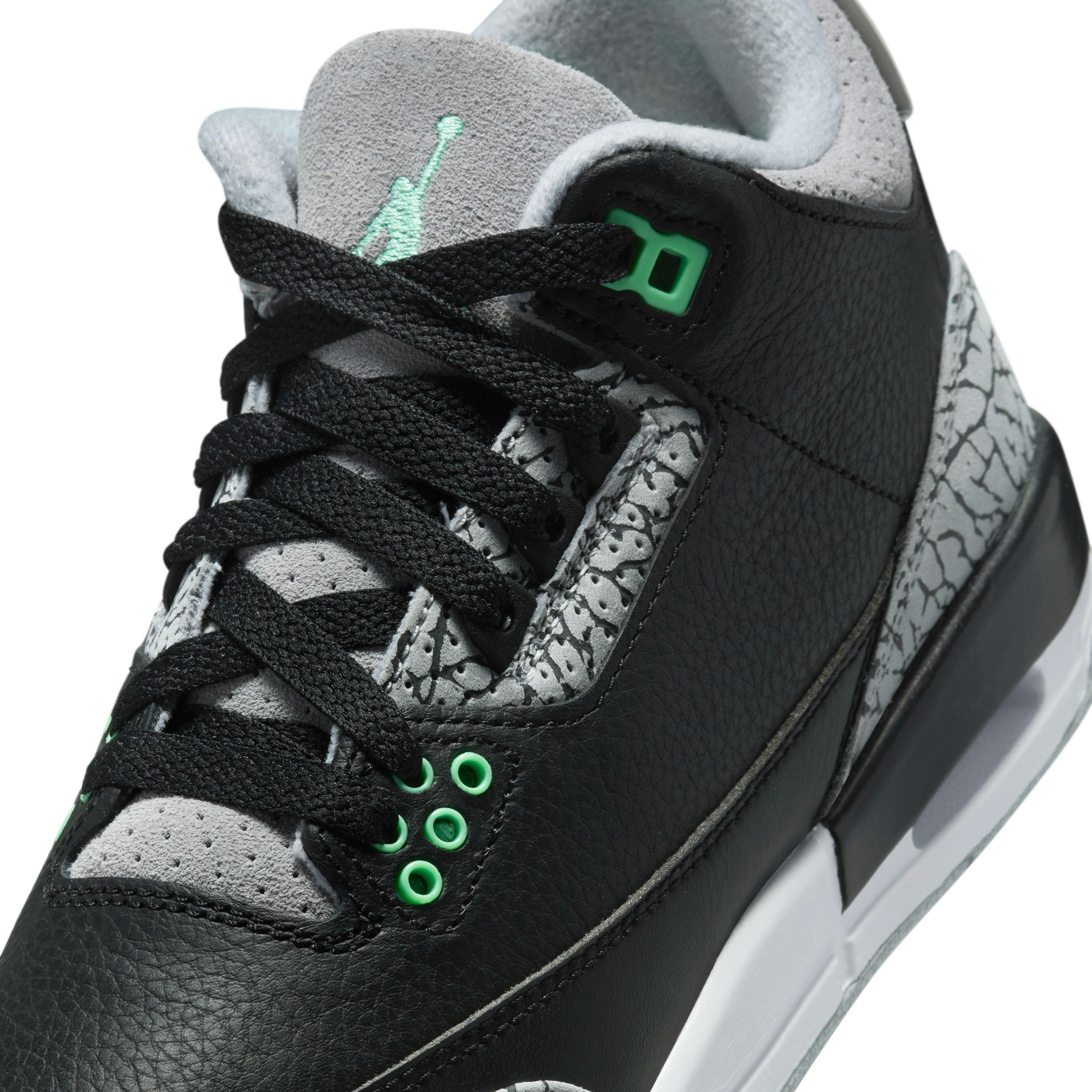 Jordan 3 Retro "Green Glow" Grade School Kids' Shoe - BLACK/GREEN GLOW/WHITE Thumbnail View 4
