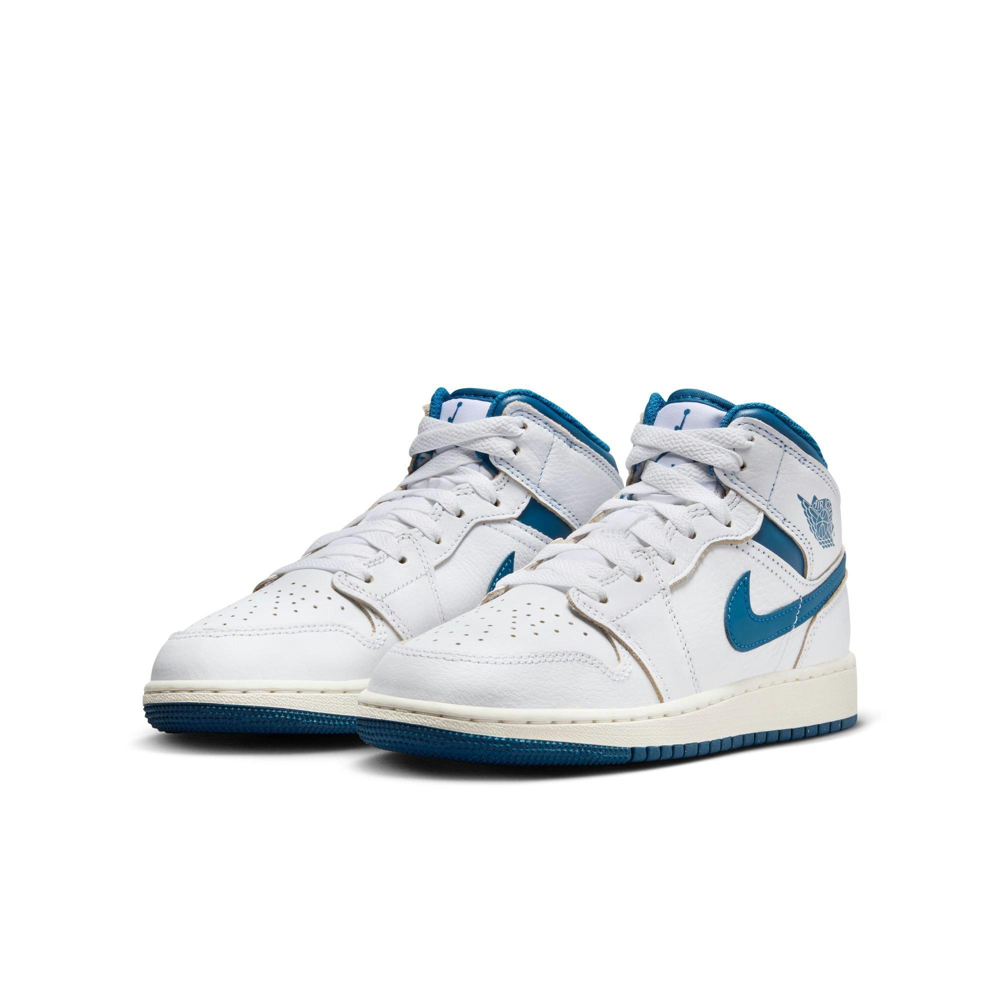 Jordan 1 Mid SE Grade School Boys' "White/Industrial Blue/Sail" Shoe