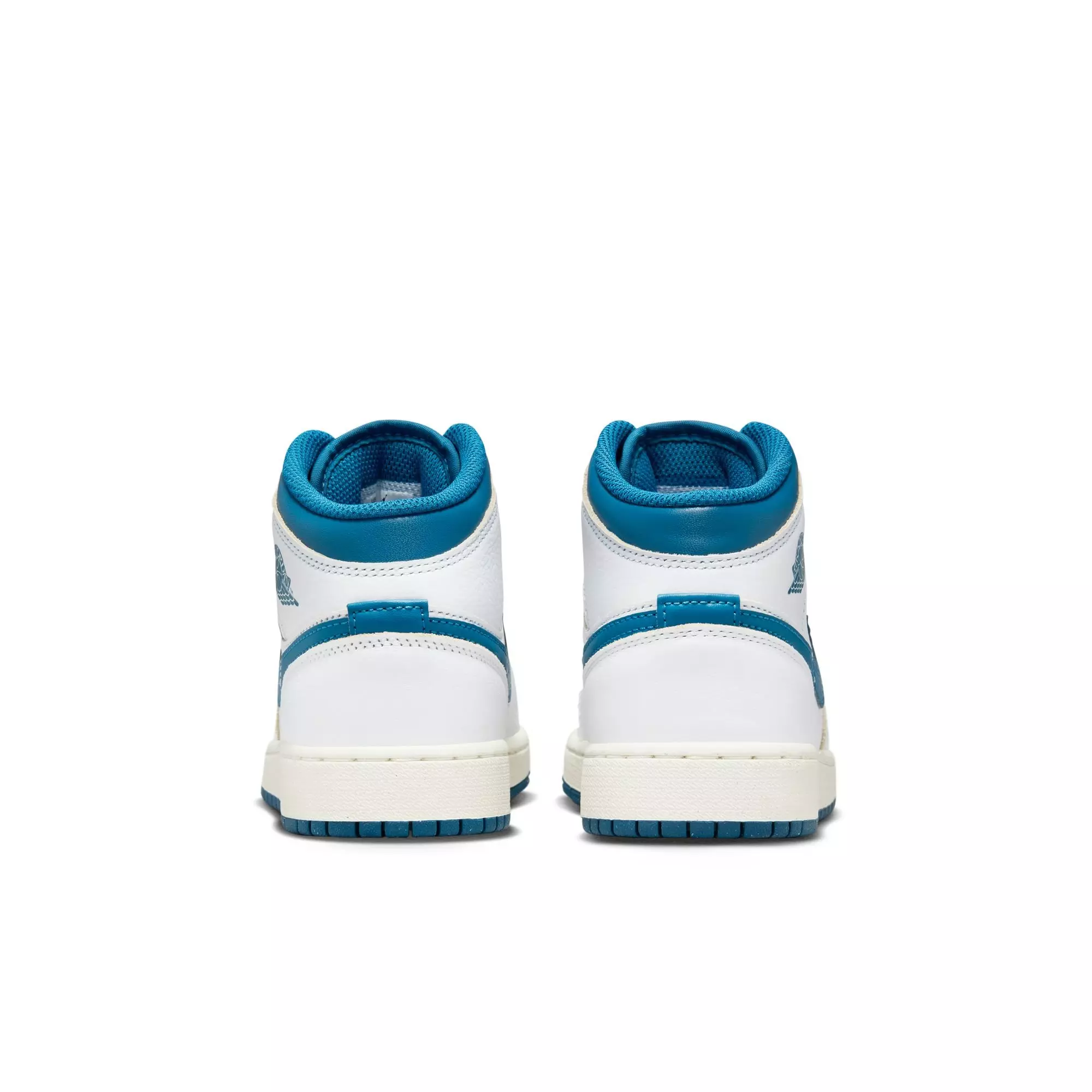 Jordan 1 Mid SE "White/Industrial Blue/Sail" Grade School Boys' Shoe - WHITE/BLUE
