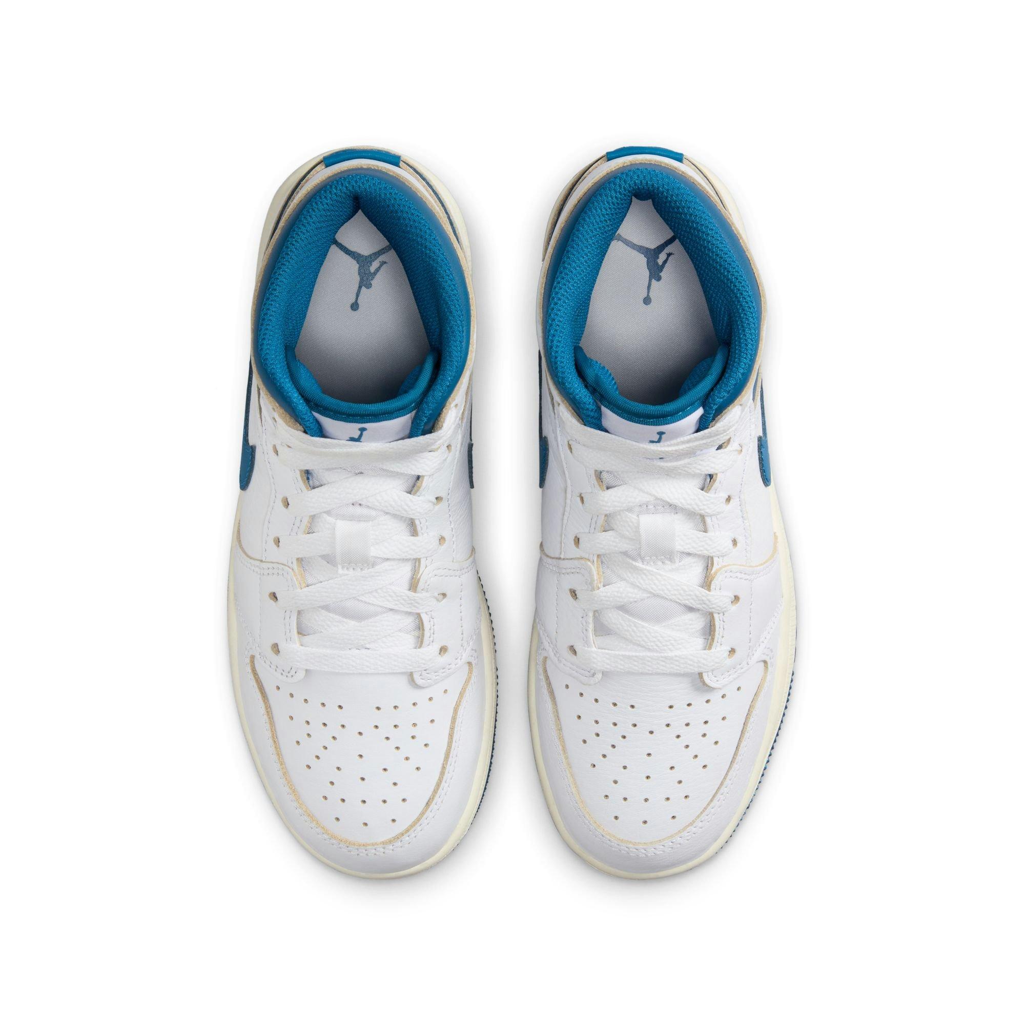 Jordan 1 Mid SE Grade School Boys' "White/Industrial Blue/Sail" Shoe