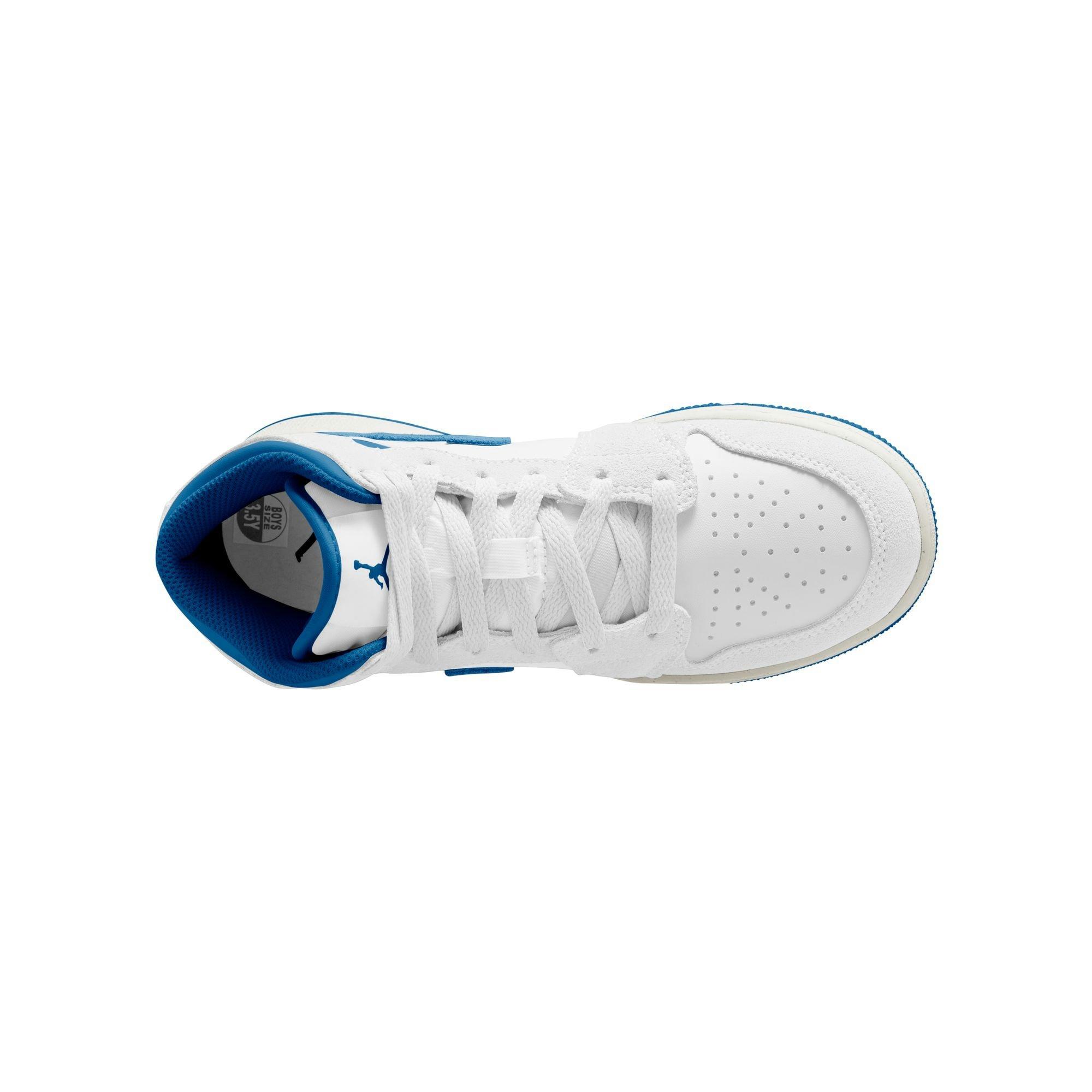 Jordan 1 Mid SE Grade School Boys' "White/Industrial Blue/Sail" Shoe