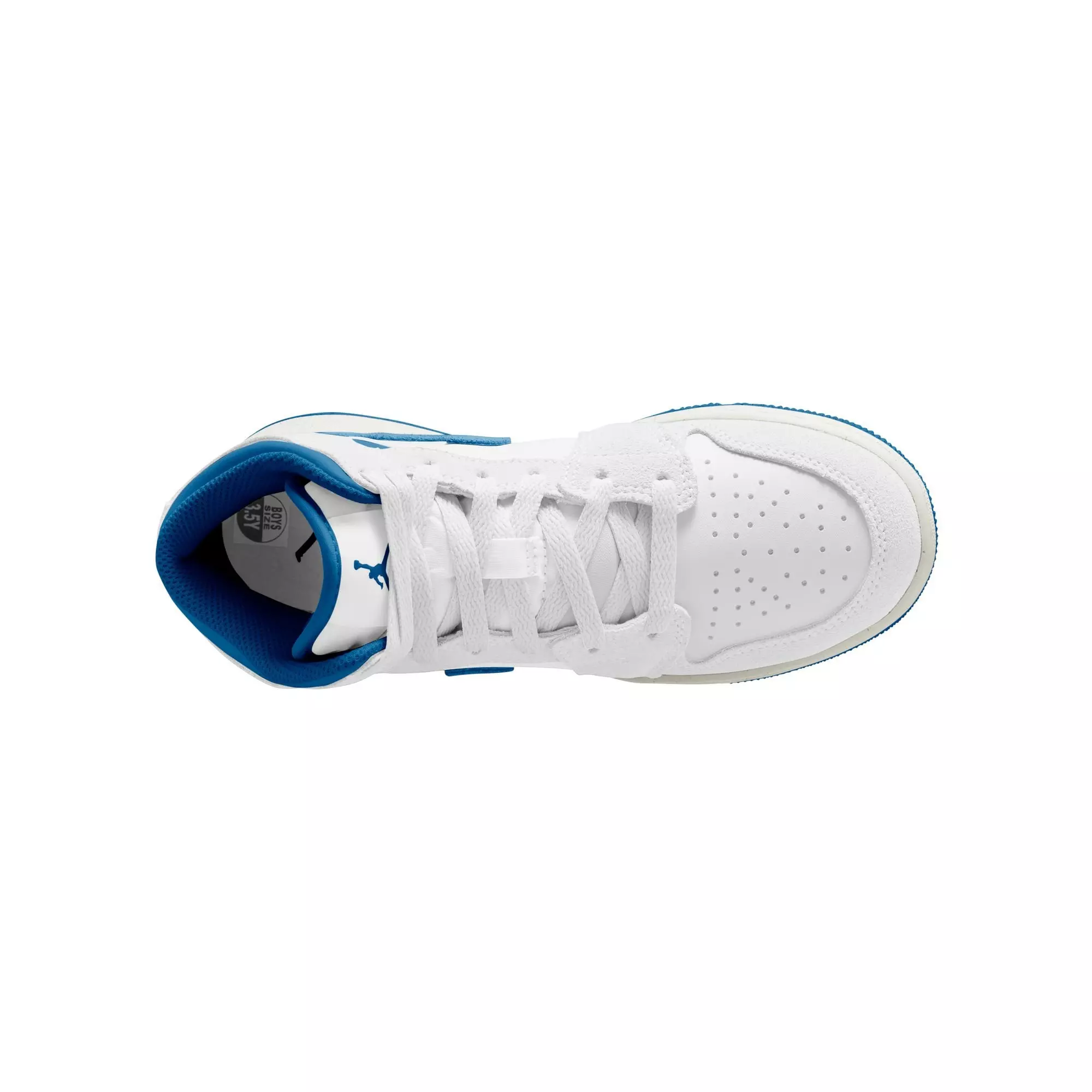 Jordan 1 Mid SE "White/Industrial Blue/Sail" Grade School Boys' Shoe - WHITE/BLUE