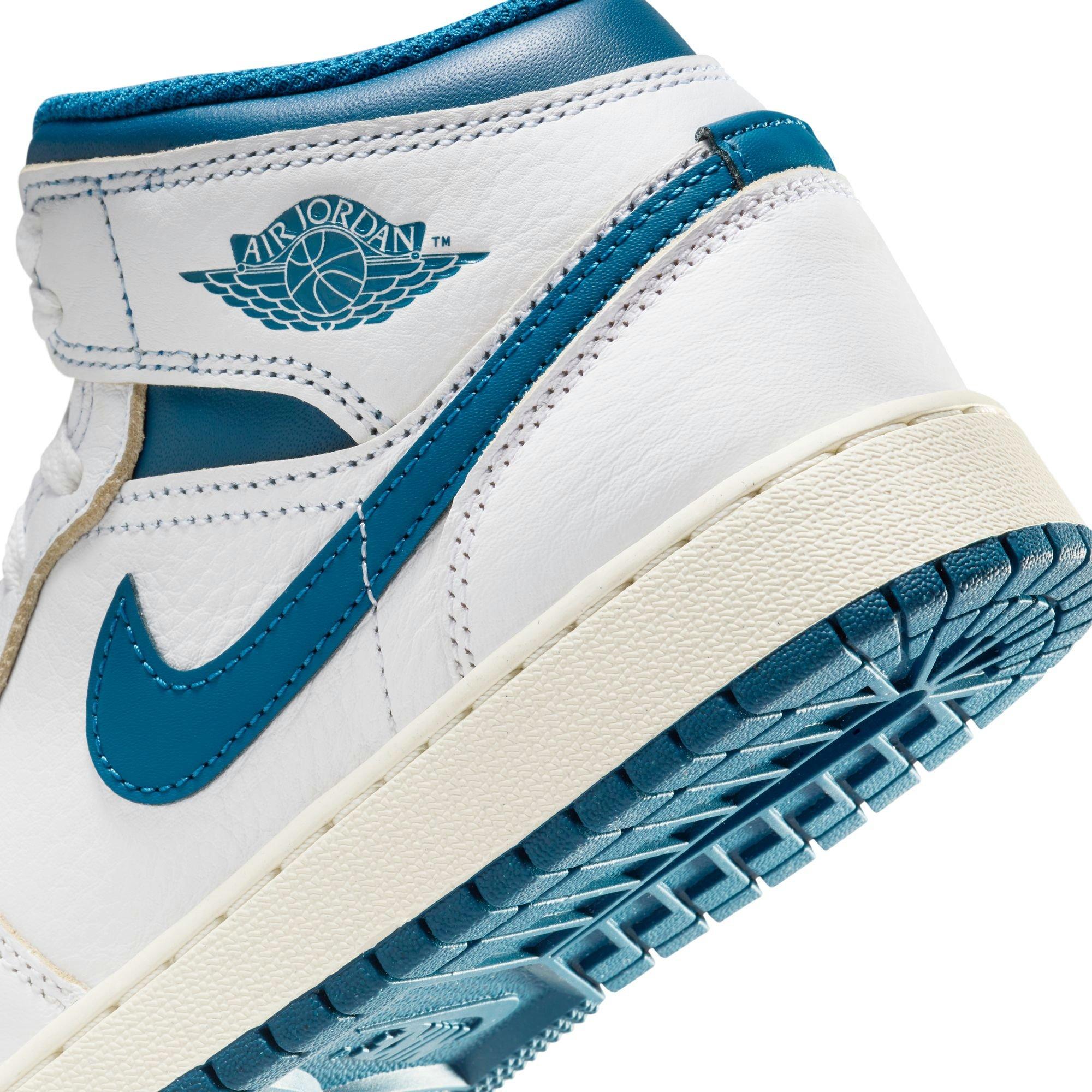 Jordan 1 Mid SE Grade School Boys' "White/Industrial Blue/Sail" Shoe