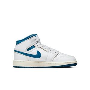 Jordan 1 Mid SE "White/Industrial Blue/Sail" Grade School Boys' Shoe