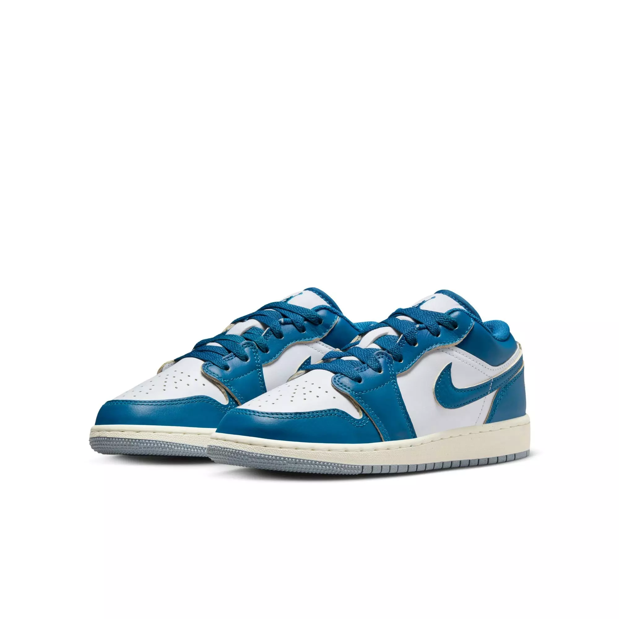 Jordan 1 Low SE "White/Industrial Blue/Blue Grey/Sail" Grade School Boys' Shoe - WHITE/BLUE