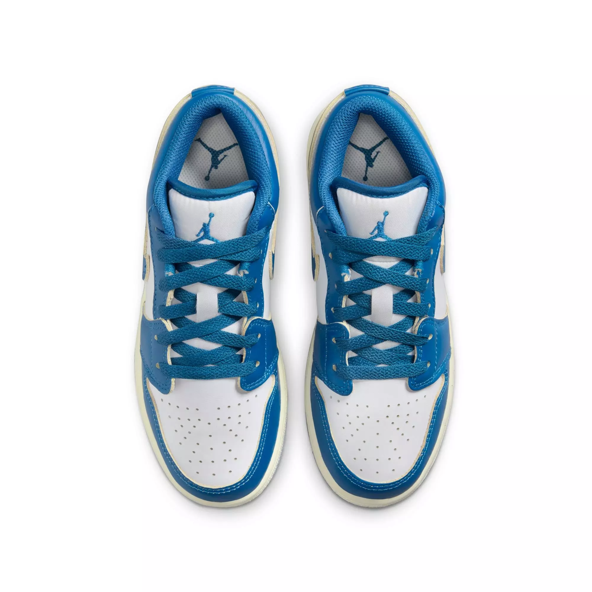 Jordan 1 Low SE "White/Industrial Blue/Blue Grey/Sail" Grade School Boys' Shoe - WHITE/BLUE