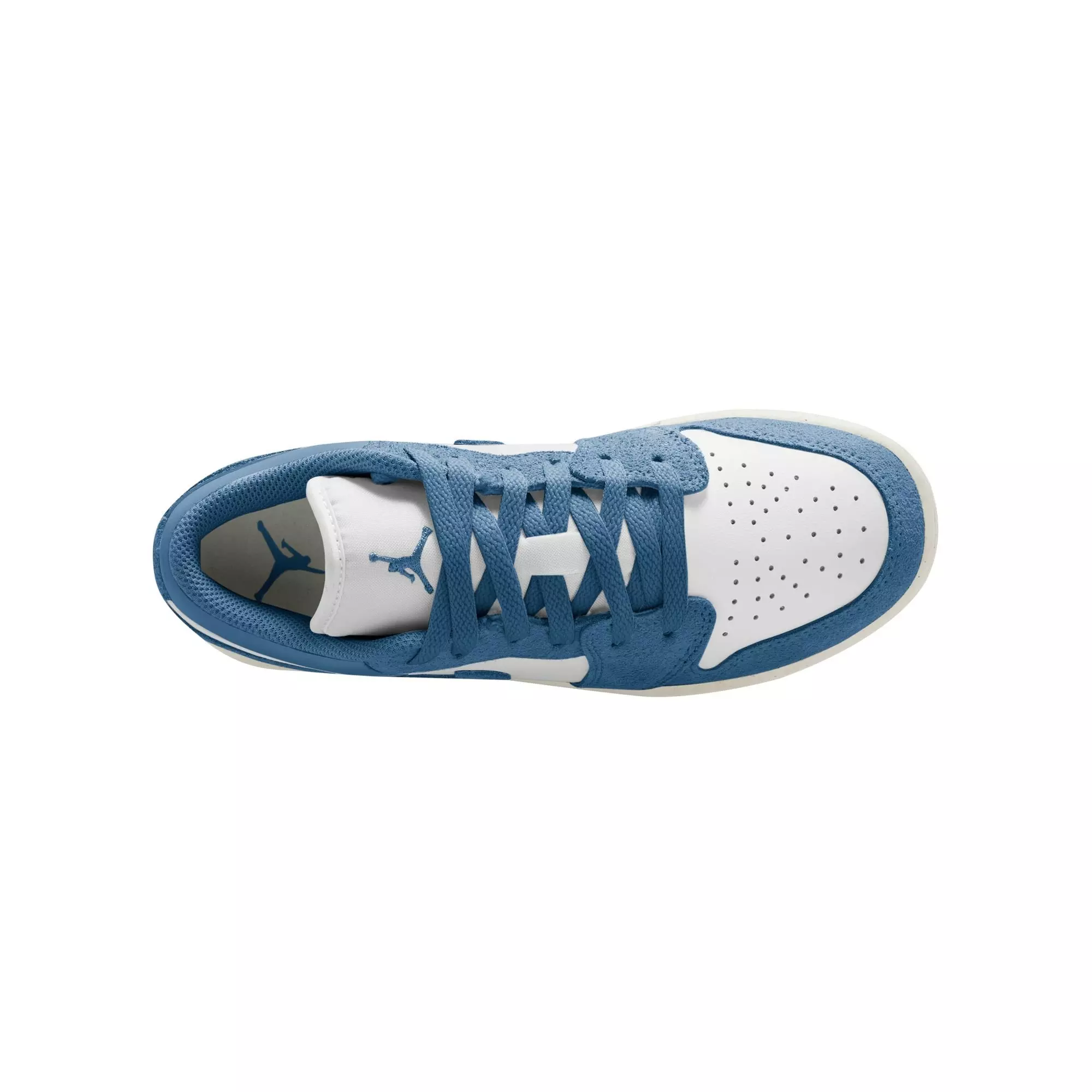 Jordan 1 Low SE "White/Industrial Blue/Blue Grey/Sail" Grade School Boys' Shoe - WHITE/BLUE