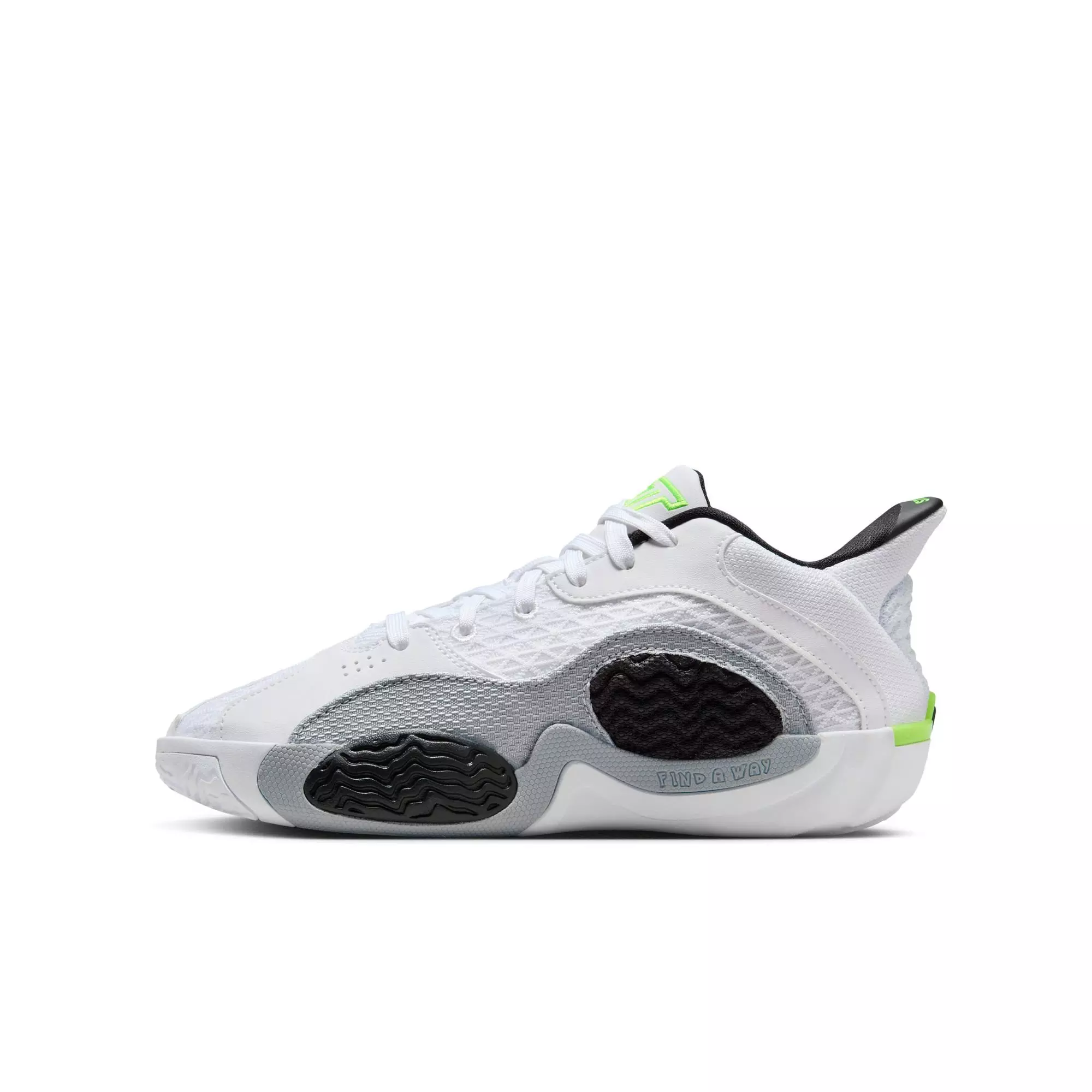 Jordan Tatum 2 "White Cement" Grade School Kids' Basketball Shoe - WHITE/ELECTRIC GREEN/BLACK