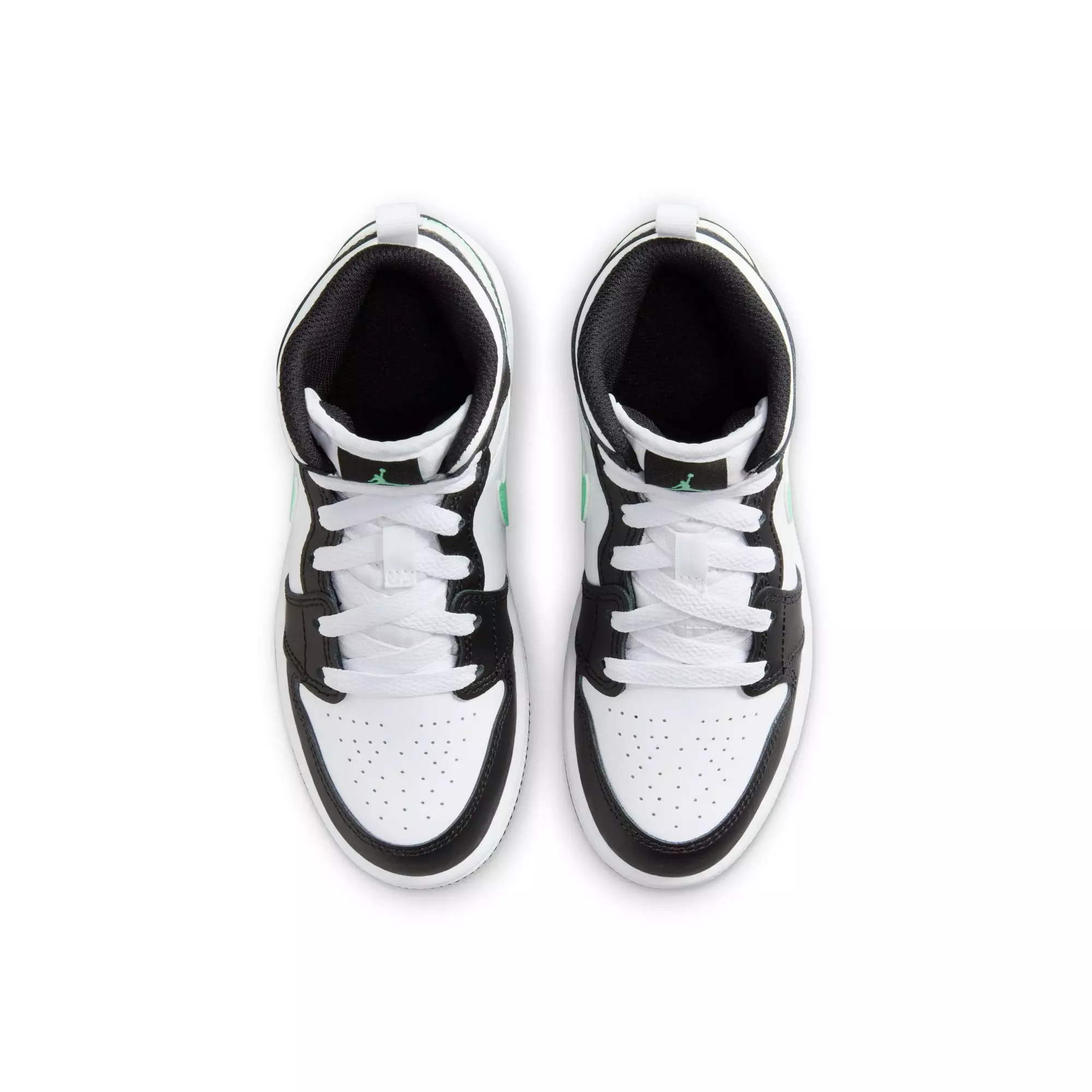 Jordan 1 Mid "White/Green Glow/Black" Preschool Boys' Shoe - WHITE/BLACK/GREEN