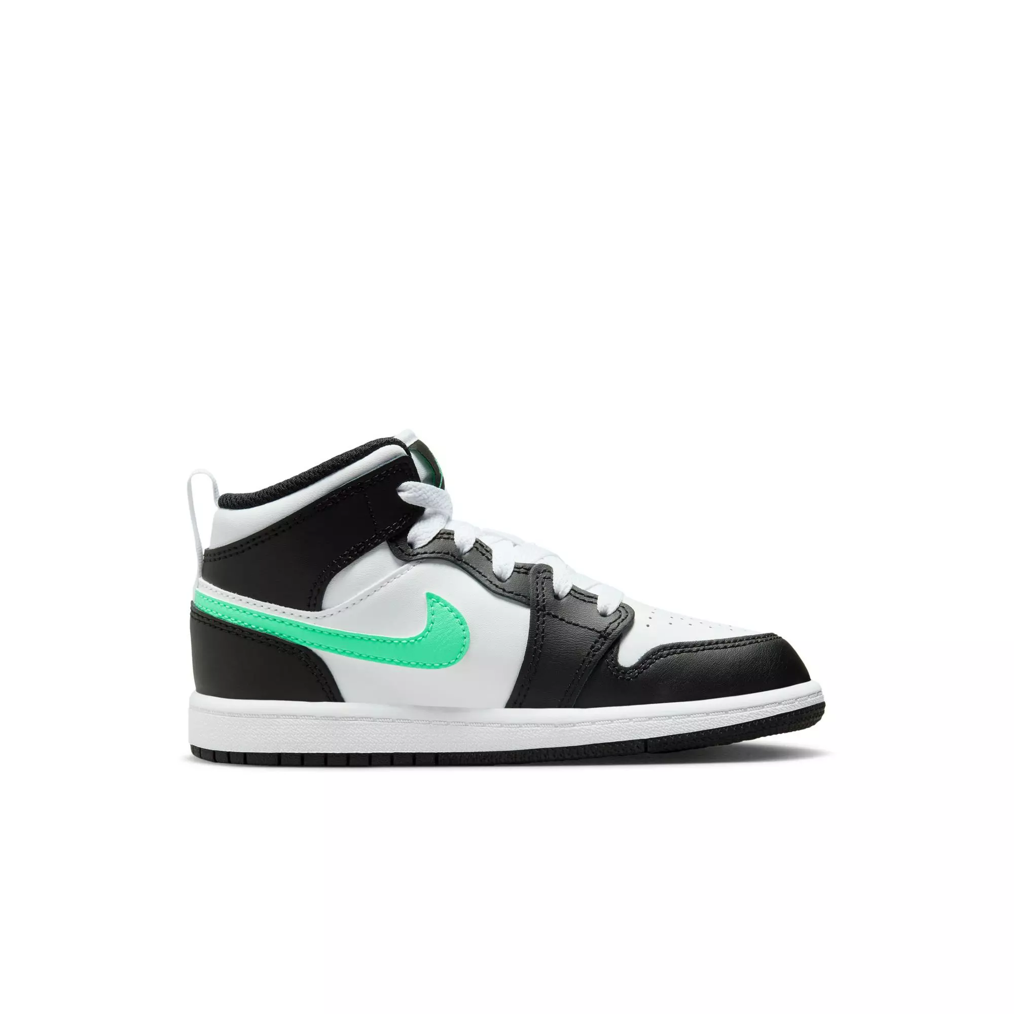 Jordan 1 Mid "White/Green Glow/Black" Preschool Boys' Shoe - WHITE/BLACK/GREEN