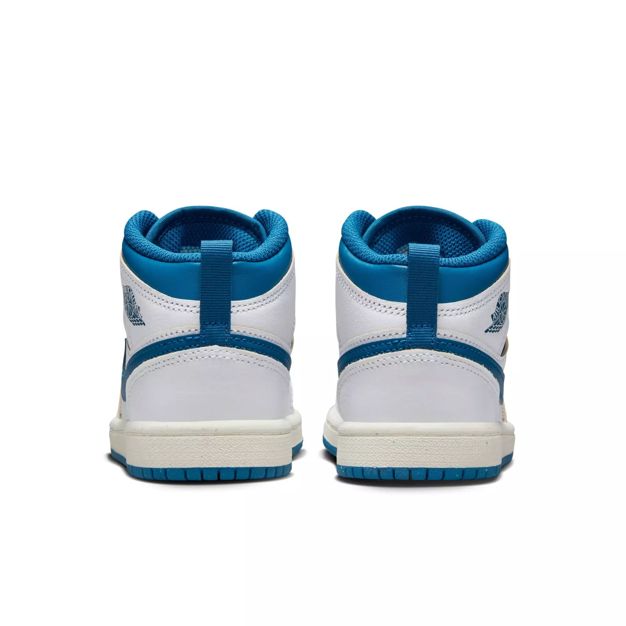Jordan 1 Mid SE "White/Industrial Blue/Sail" Preschool Boys' Shoe - WHITE/BLUE