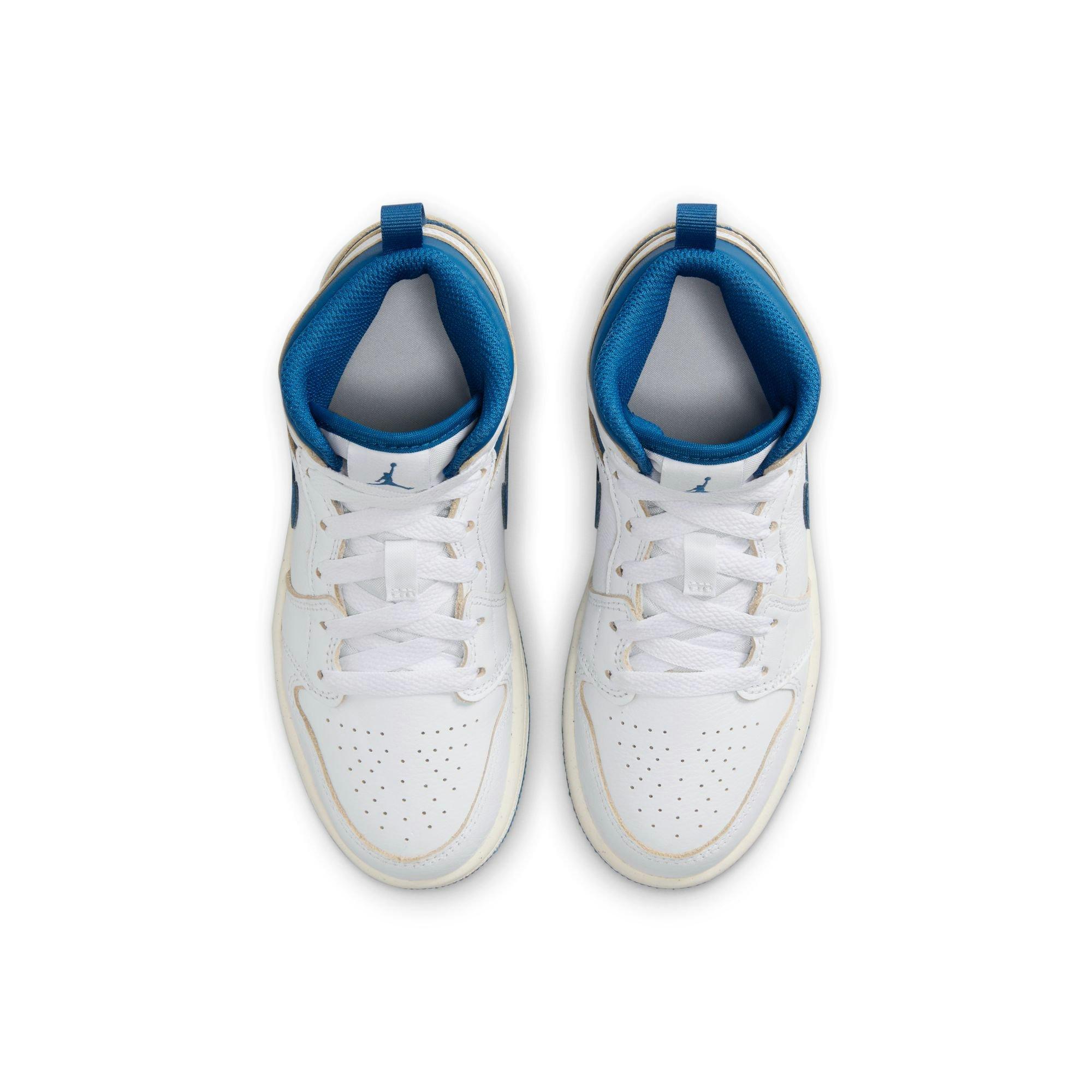 Jordan 1 Mid SE Preschool Boys' "White/Industrial Blue/Sail" Shoe