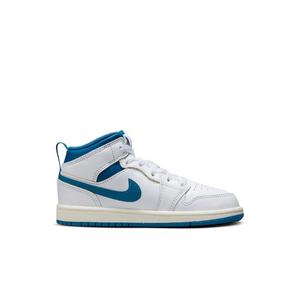 Jordan 1 Mid SE "White/Industrial Blue/Sail" Preschool Boys' Shoe