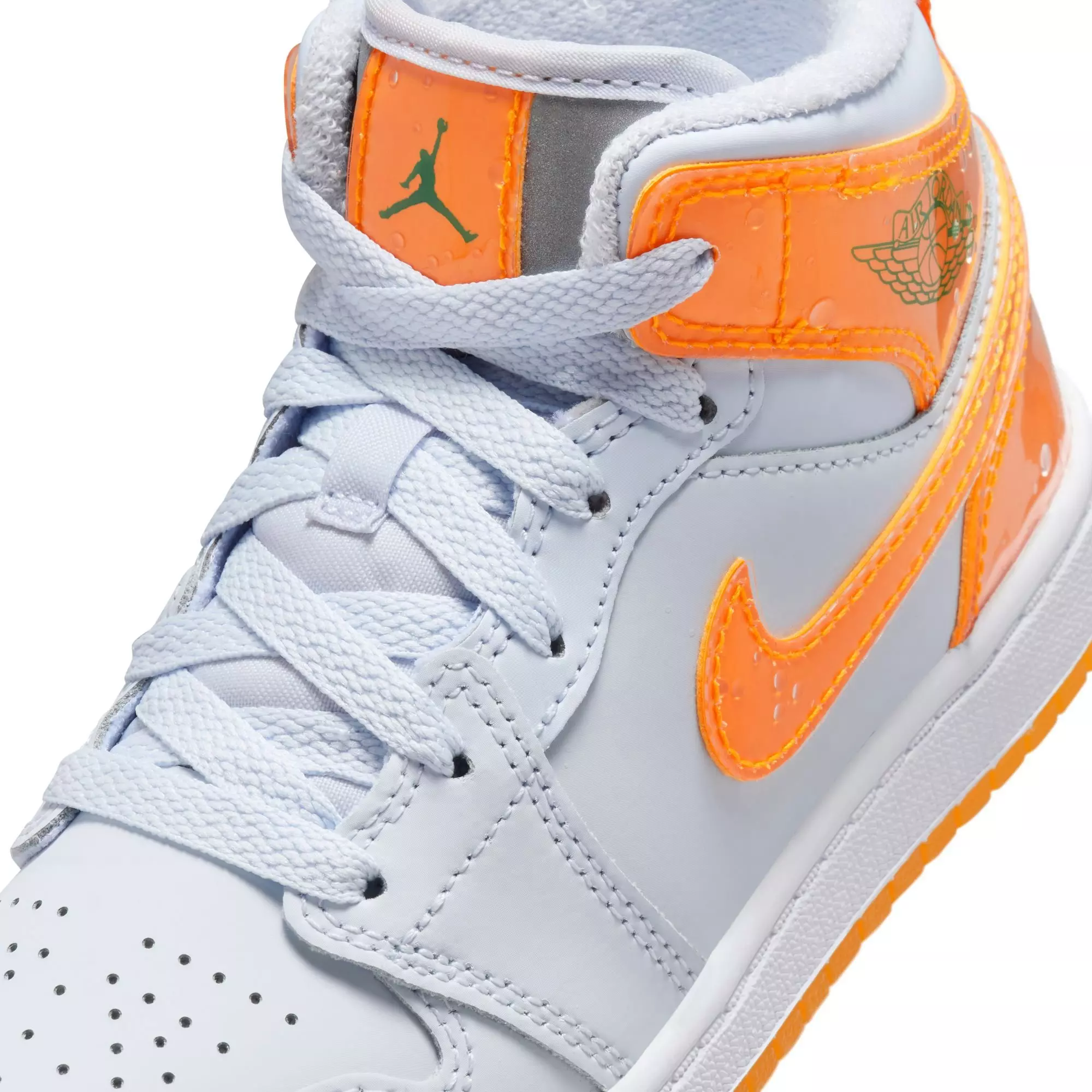 Jordan 1 Mid SE "Football Grey/Orange Peel/Pine Green" Preschool Boys' Shoe - GREY/ORANGE