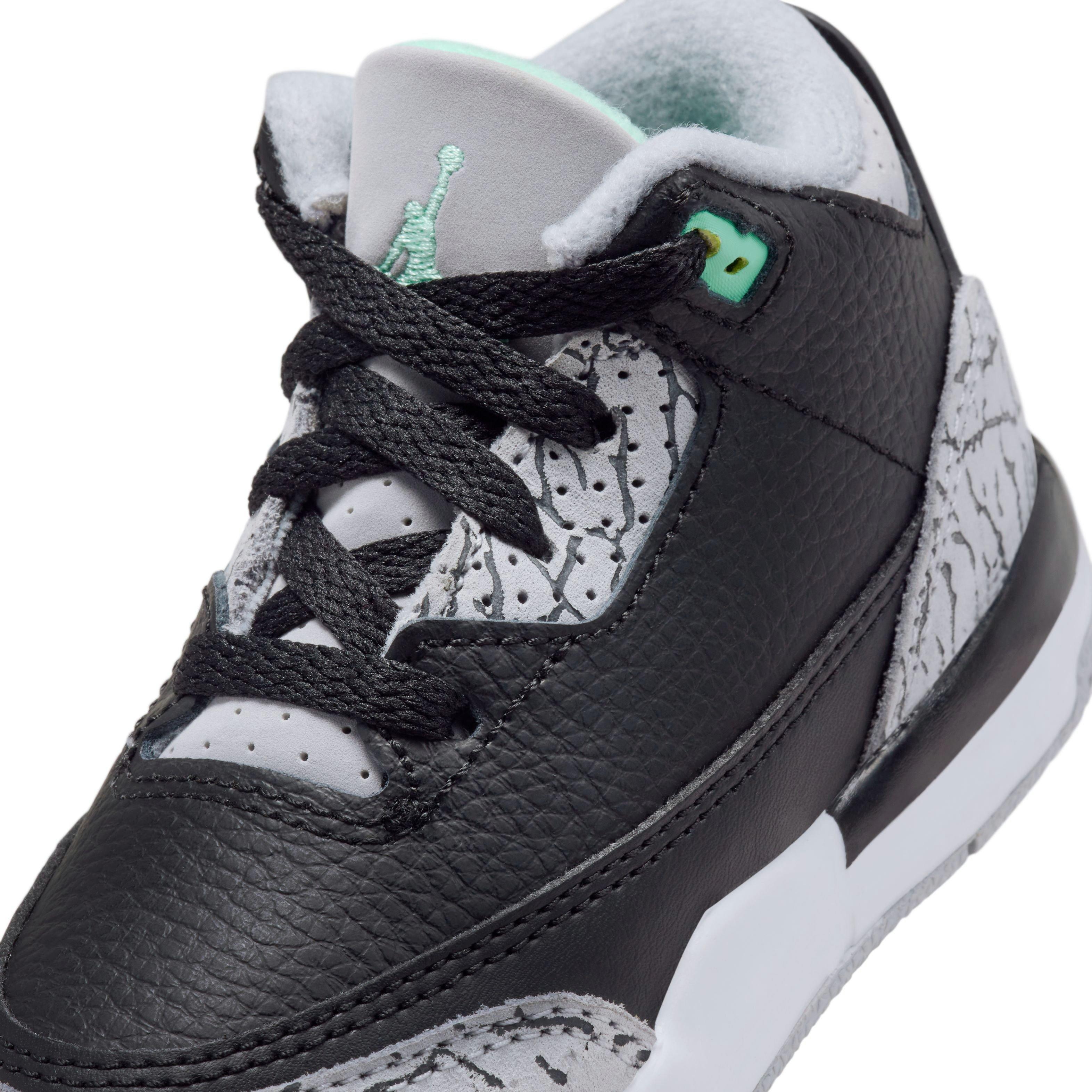 Jordan 3 Retro Toddler Kids' Green Glow Shoe