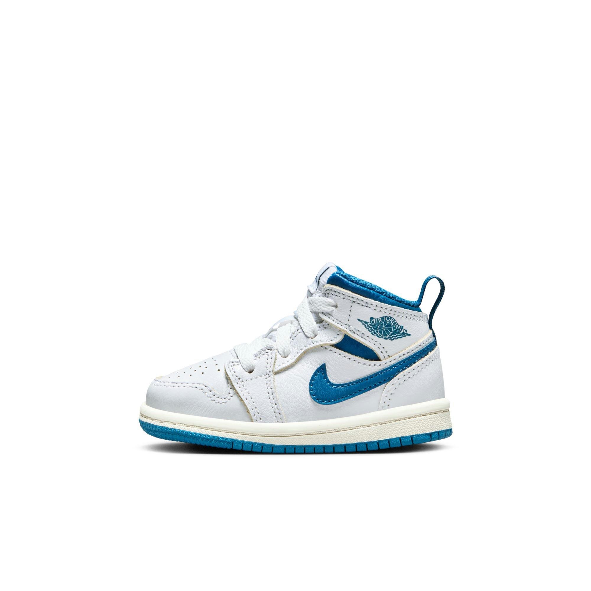 Jordan 1 Mid "White/Industrial Blue/Sail" Toddler Boys' Shoe