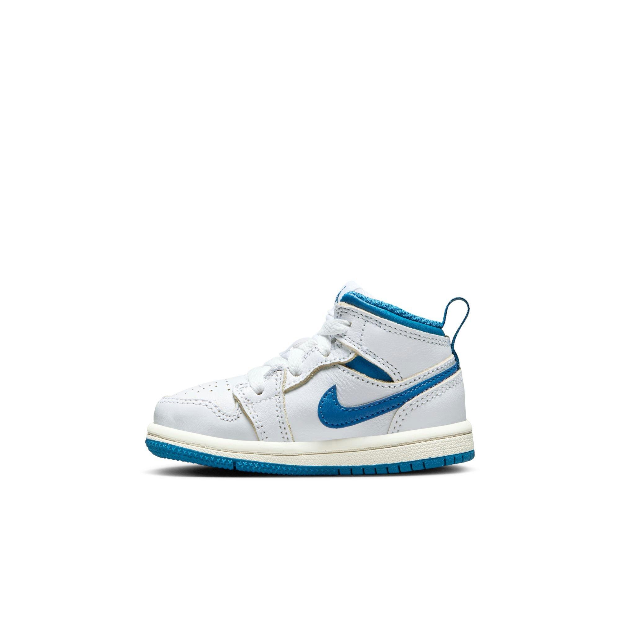 Jordan 1 Mid "White/Industrial Blue/Sail" Toddler Boys' Shoe