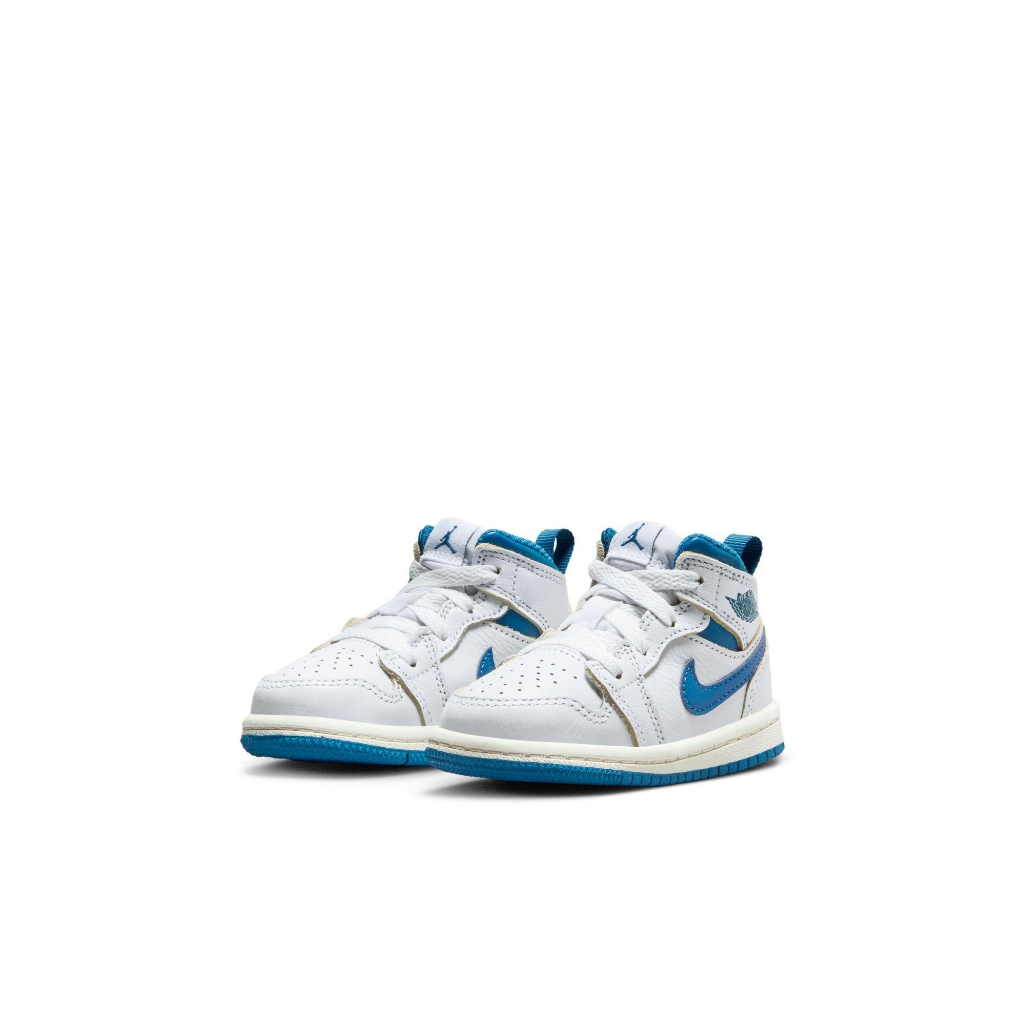 Jordan 1 Mid "White/Industrial Blue/Sail" Toddler Boys' Shoe