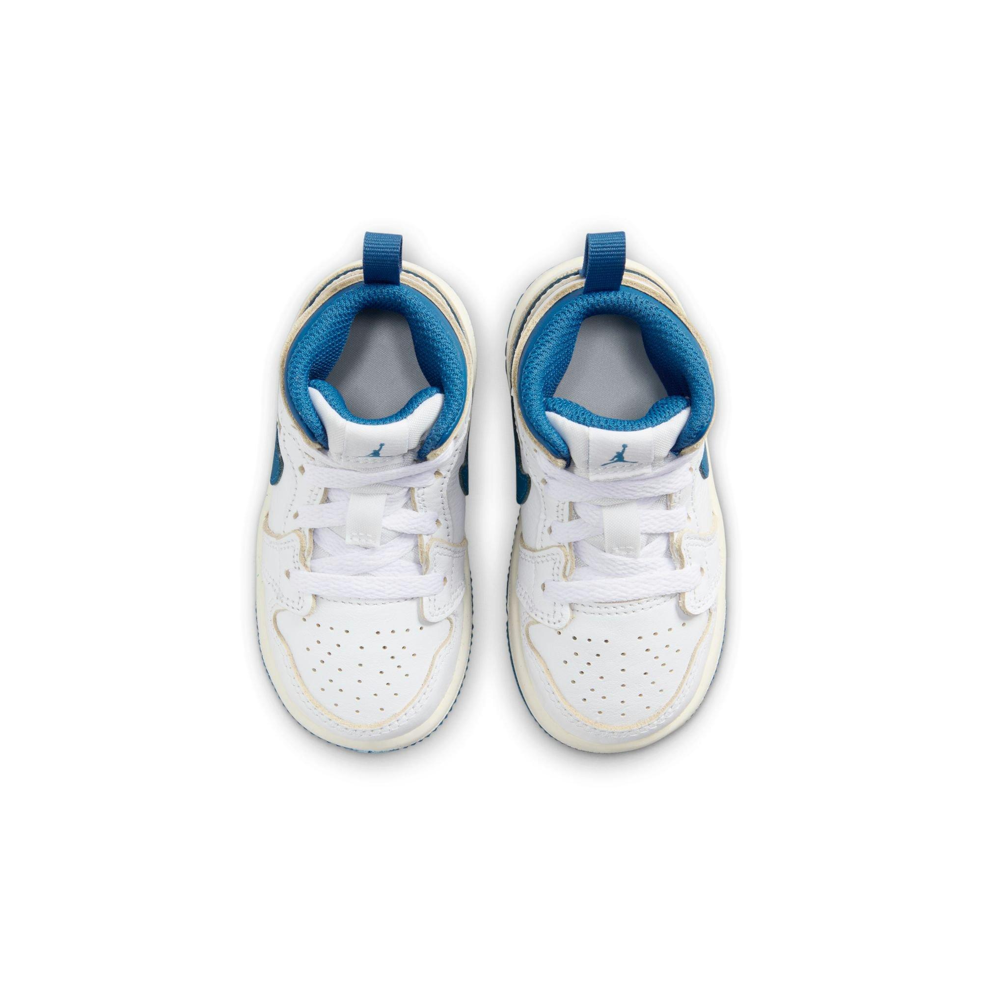 Jordan 1 Mid "White/Industrial Blue/Sail" Toddler Boys' Shoe