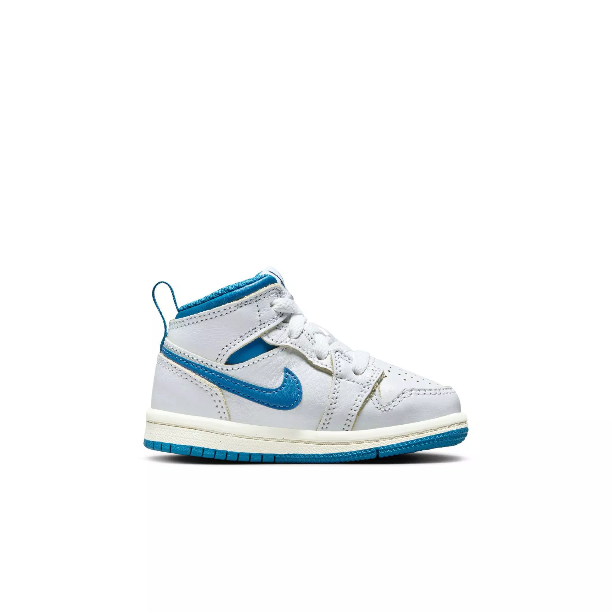 Jordan 1 Mid "White/Industrial Blue/Sail" Toddler Boys' Shoe - WHITE/BLUE