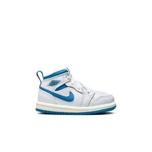 Jordan 1 Mid "White/Industrial Blue/Sail" Toddler Boys' Shoe