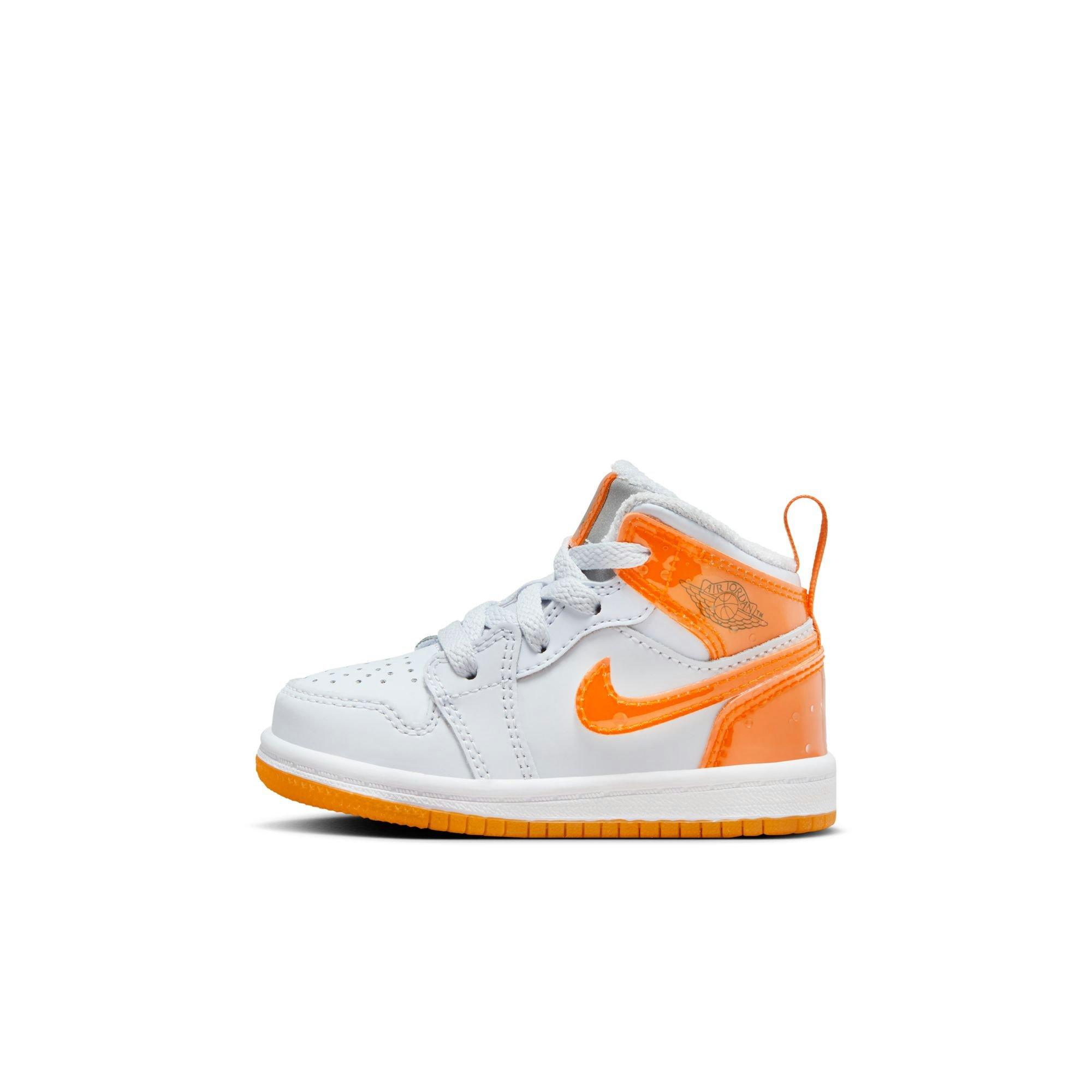 Jordan 1 Mid SE Toddler Boys' "Football Grey/Orange Peel/Pine Green" Shoe