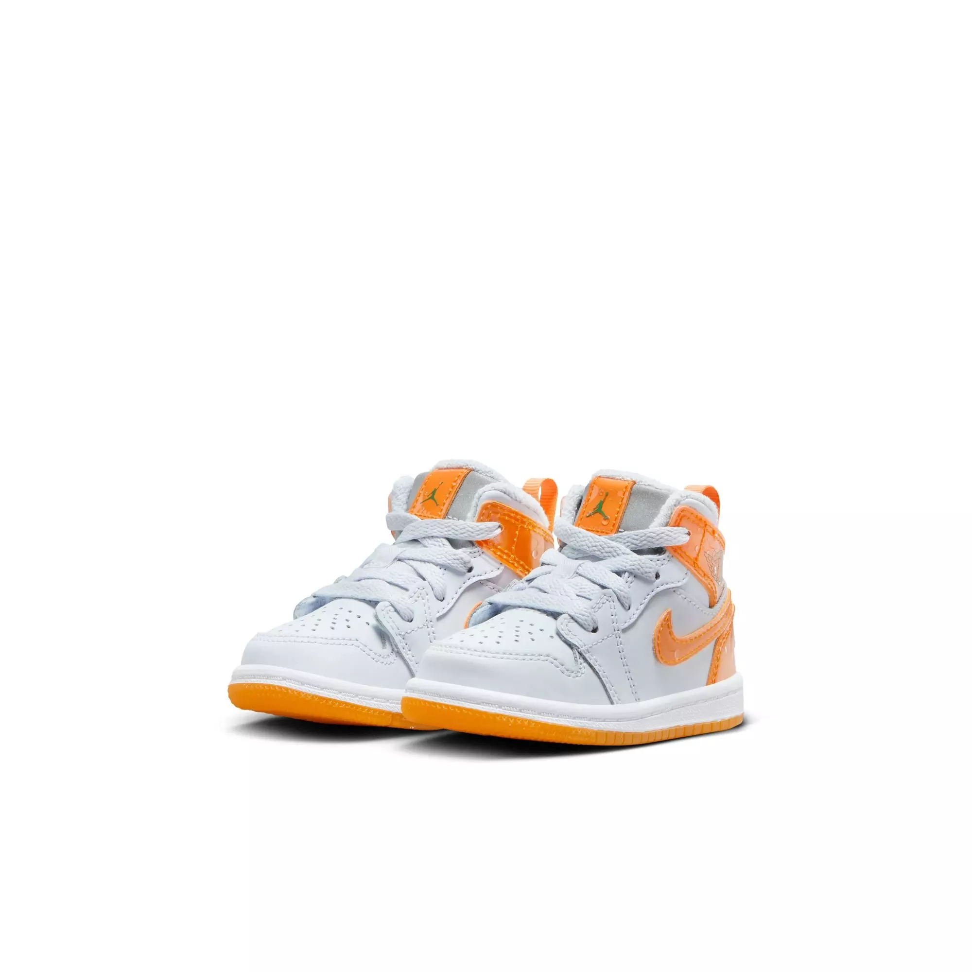 Jordan 1 Mid SE "Football Grey/Orange Peel/Pine Green" Toddler Boys' Shoe - GREY/ORANGE