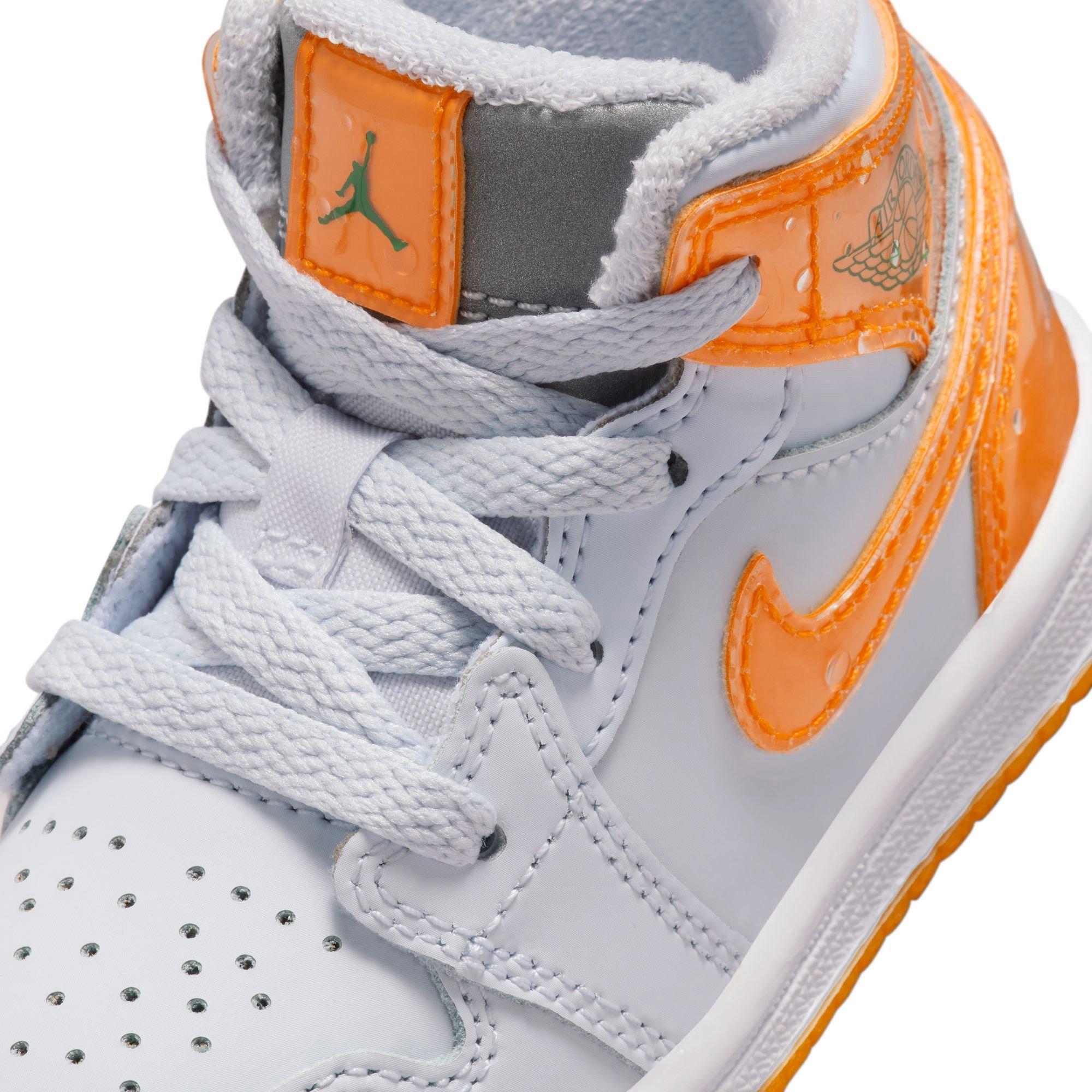 Jordan 1 Mid SE Toddler Boys' "Football Grey/Orange Peel/Pine Green" Shoe