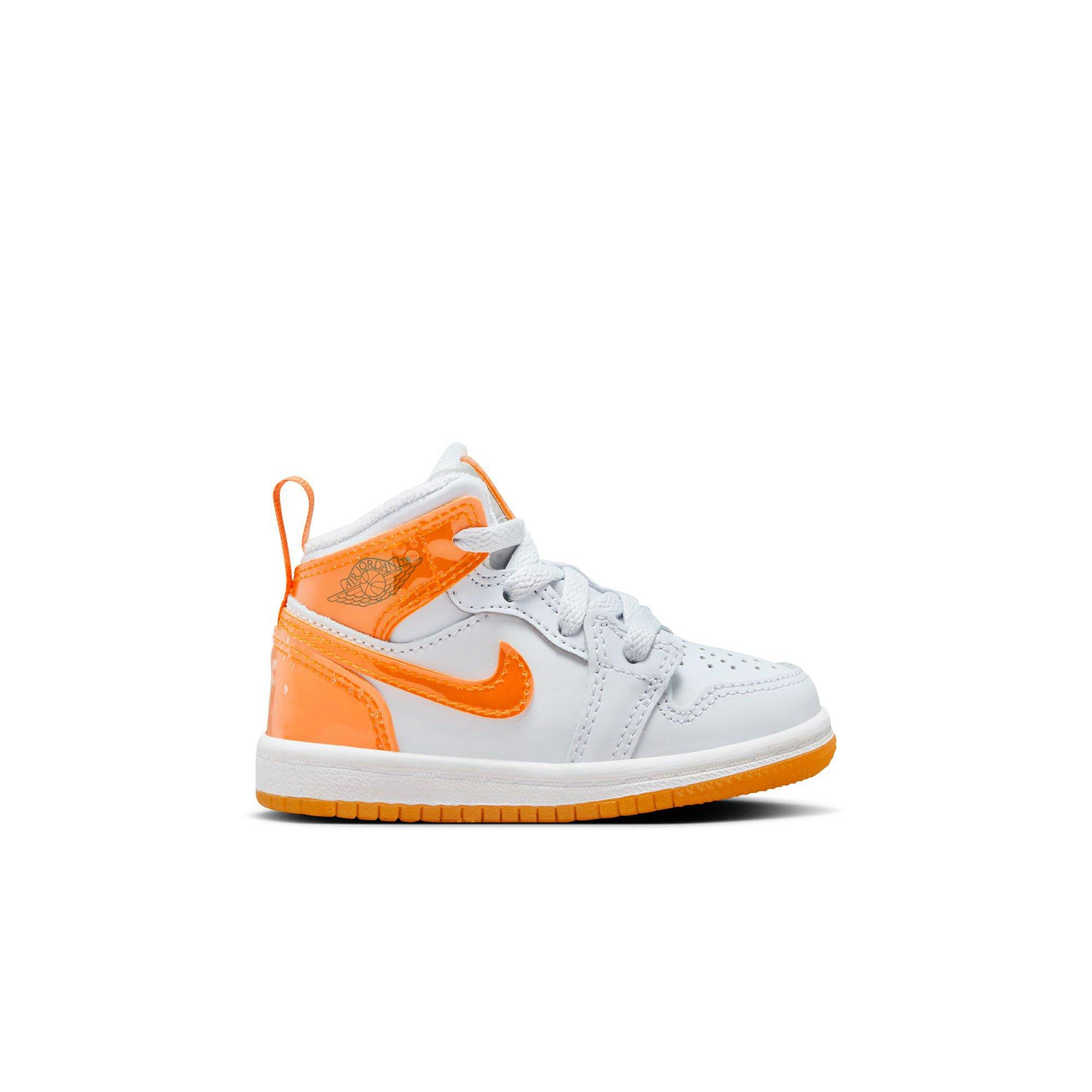 Jordan 1 Mid SE "Football Grey/Orange Peel/Pine Green" Toddler Boys' Shoe - GREY/ORANGE