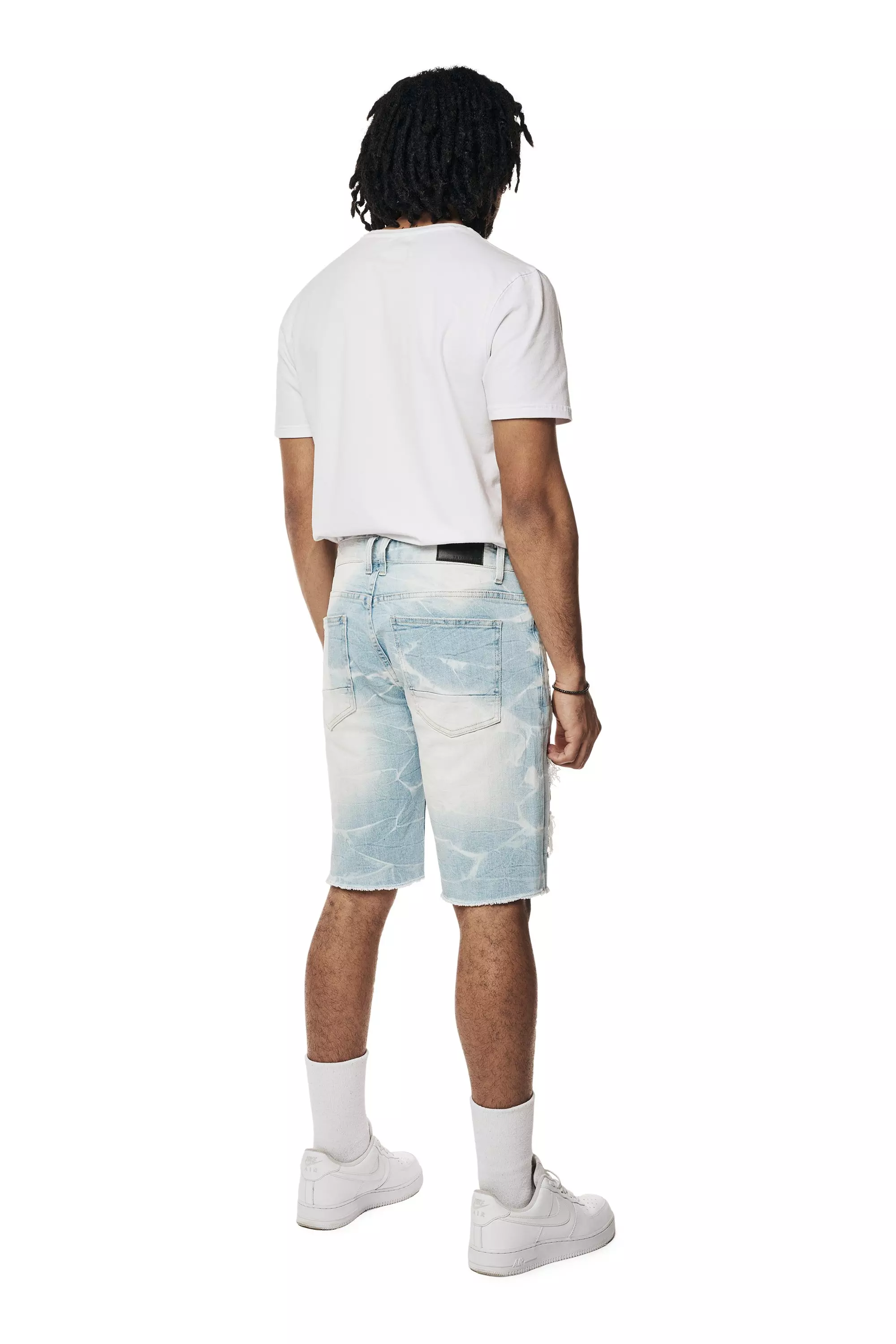 Smoke Rise Men's Speckle Blue Denim Shorts - BLACK