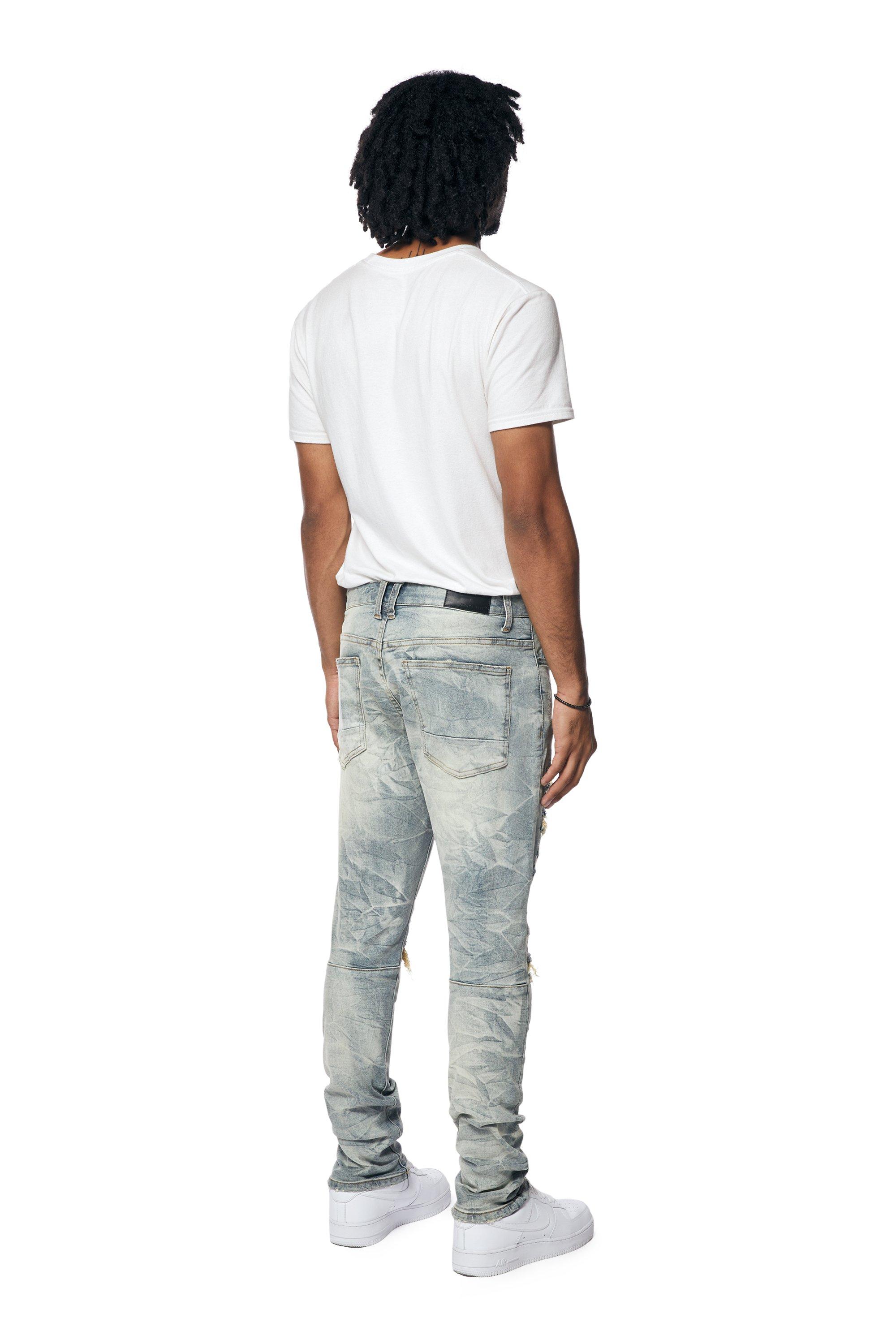 Smoke Rise Men's Osaka Blue Lightning Slim Fit Denim Jeans - BLUE Thumbnail View 2