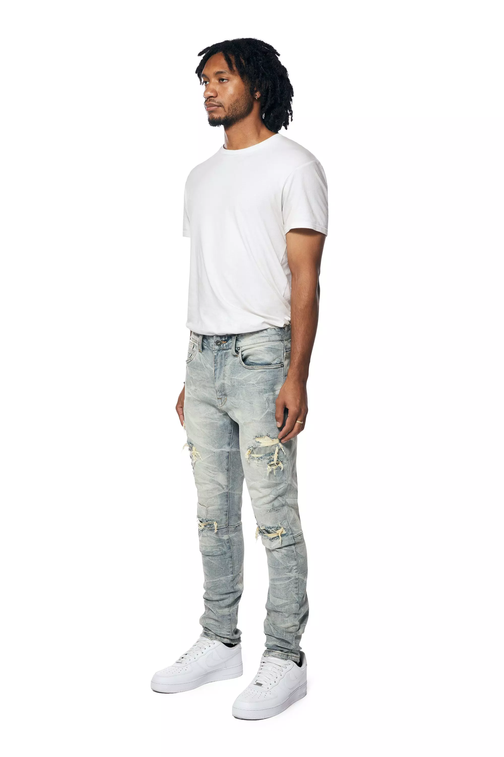 Smoke Rise Men's Osaka Blue Lightning Slim Fit Denim Jeans - BLUE