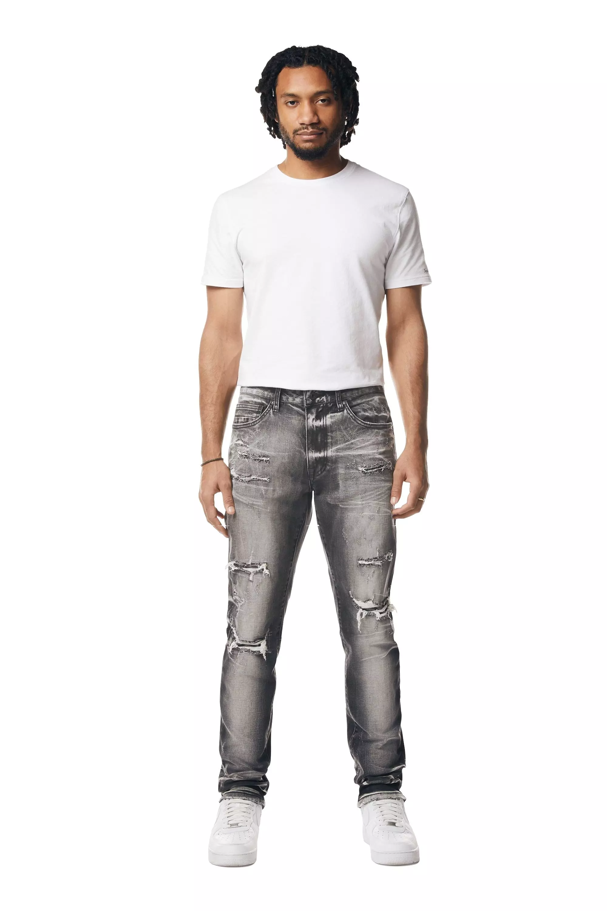 Smoke Rise Men's Spider Vintage Slim Fit Denim Jeans - Black - BLACK