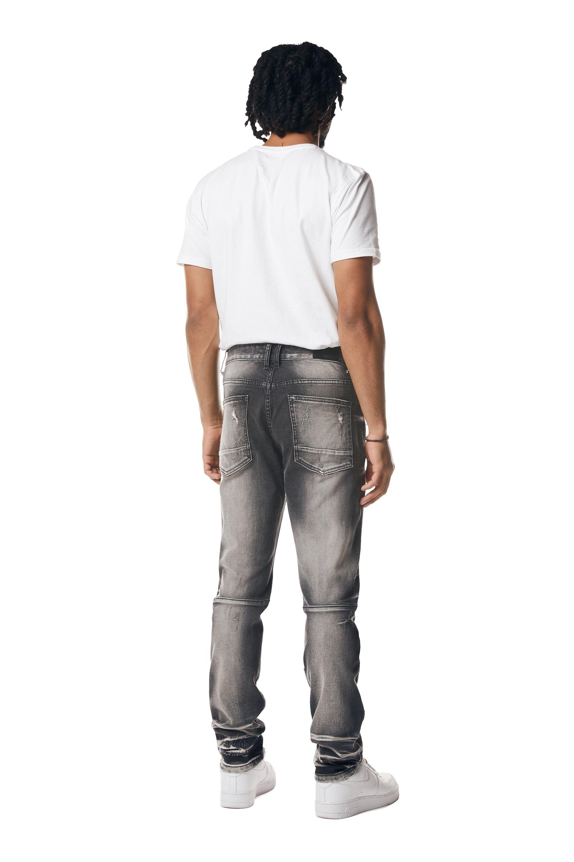 Smoke Rise Men's Spider Vintage Slim Fit Denim Jeans - Black - BLACK Thumbnail View 2