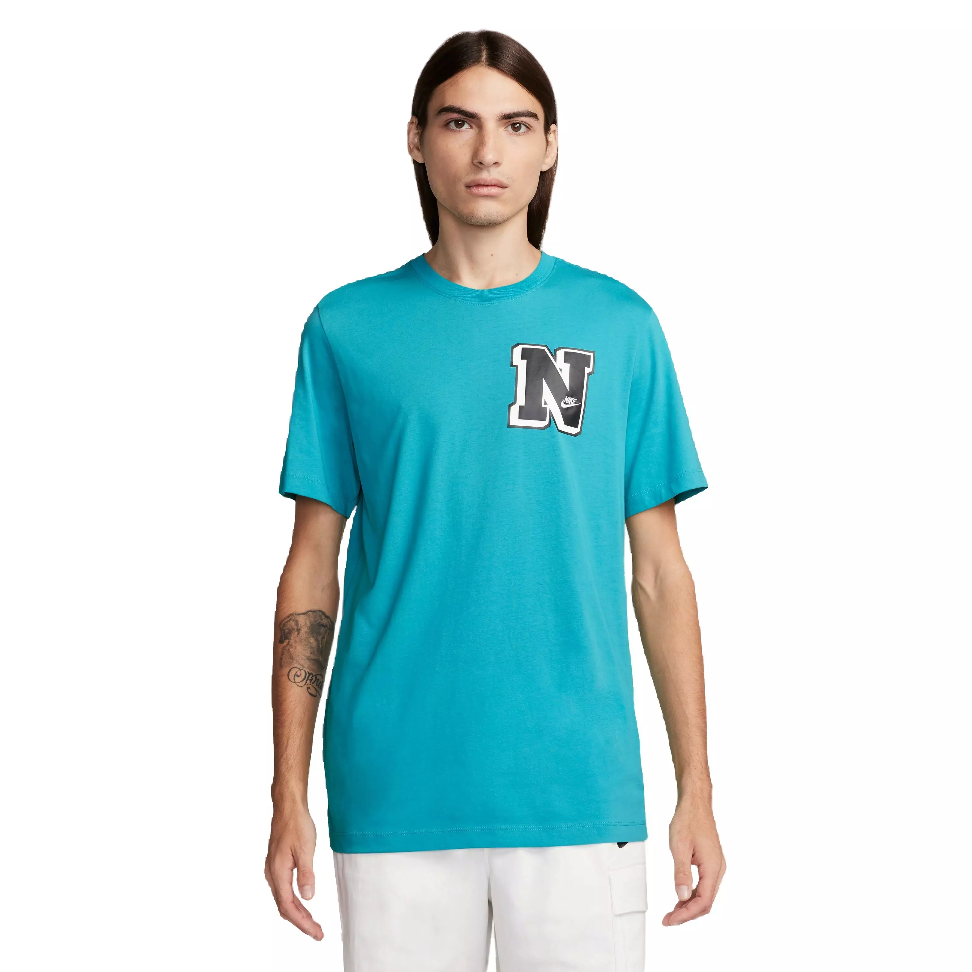 Nike Men's Sportswear Club Varsity Tee-Blue - BLUE